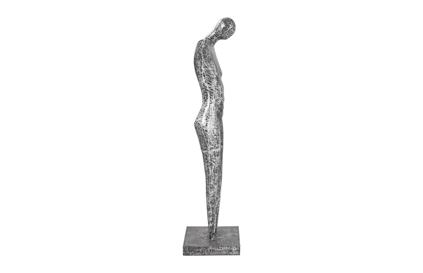 Abstract Male Sculpture on Stand, Black/Silver, Aluminum - Frankwebs