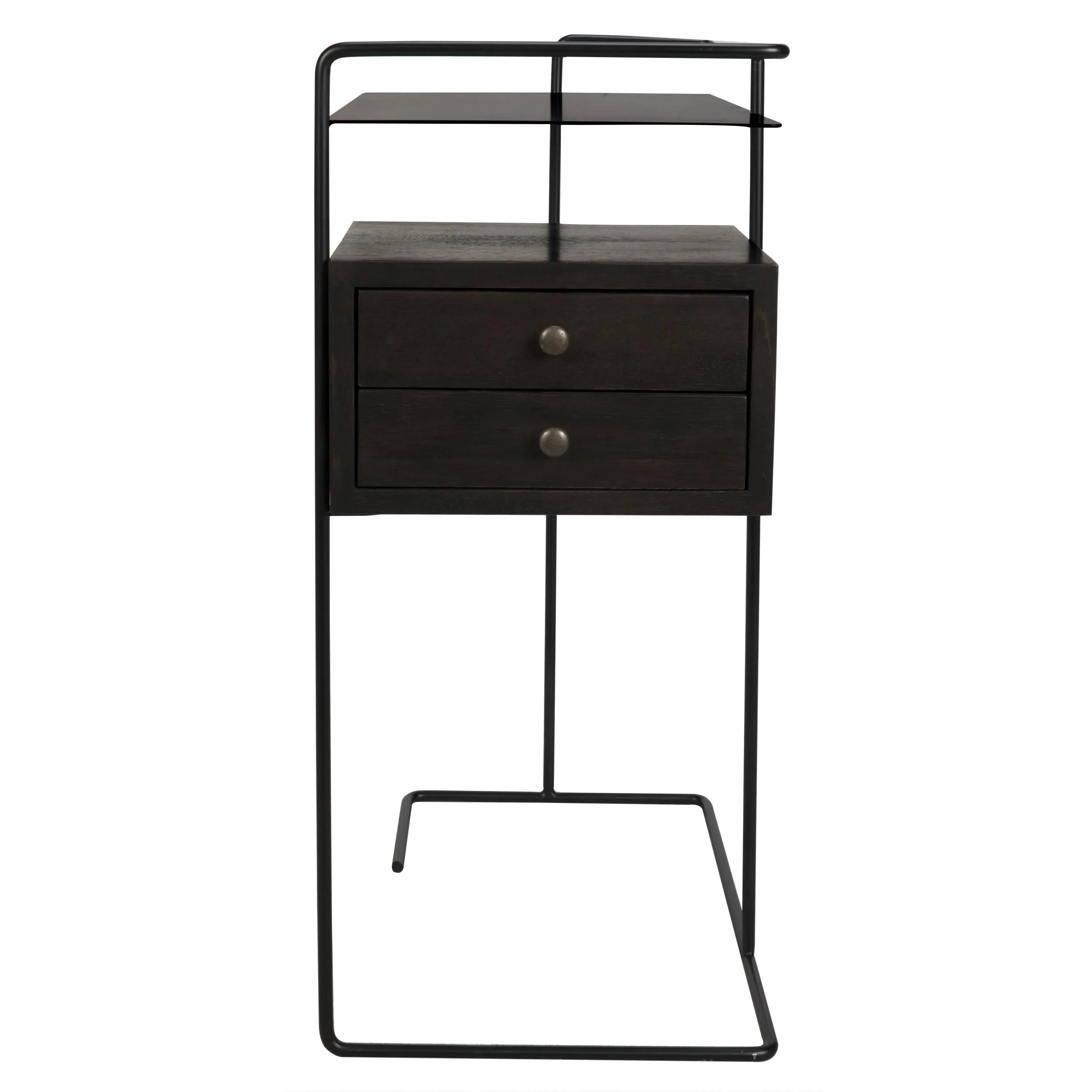 Massimo Side Table, Black Steel and Walnut - Frankwebs