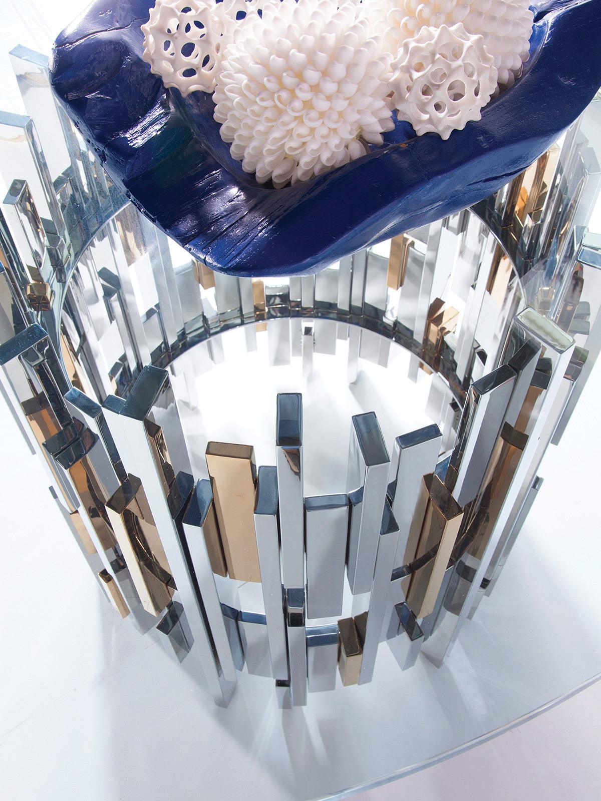 Signature Designs Cityscape Round Dining Table With Glass Top - Frankwebs