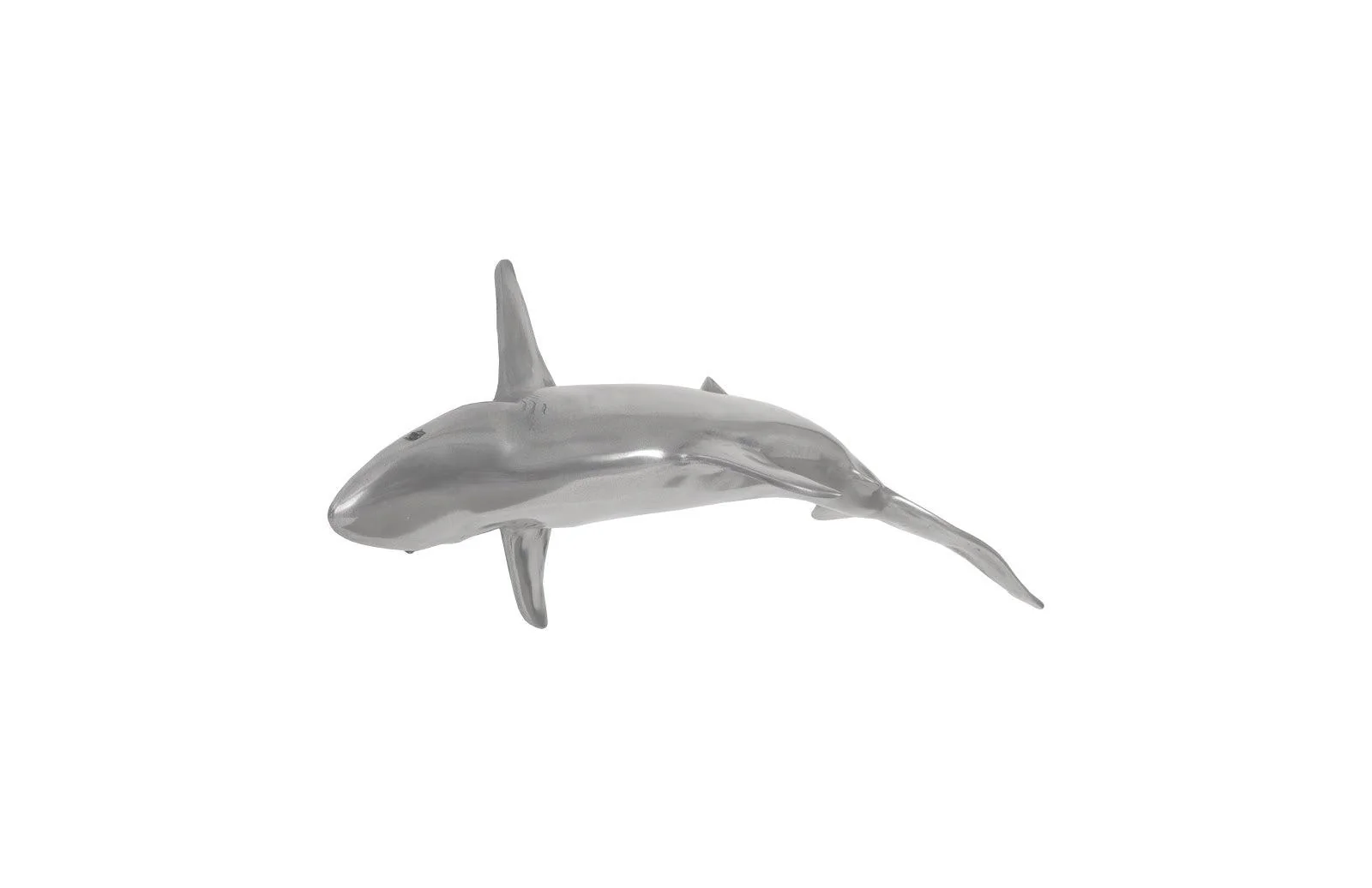 Whaler Shark Fish Wall Sculpture, Resin, Polished Aluminum Finish - Frankwebs