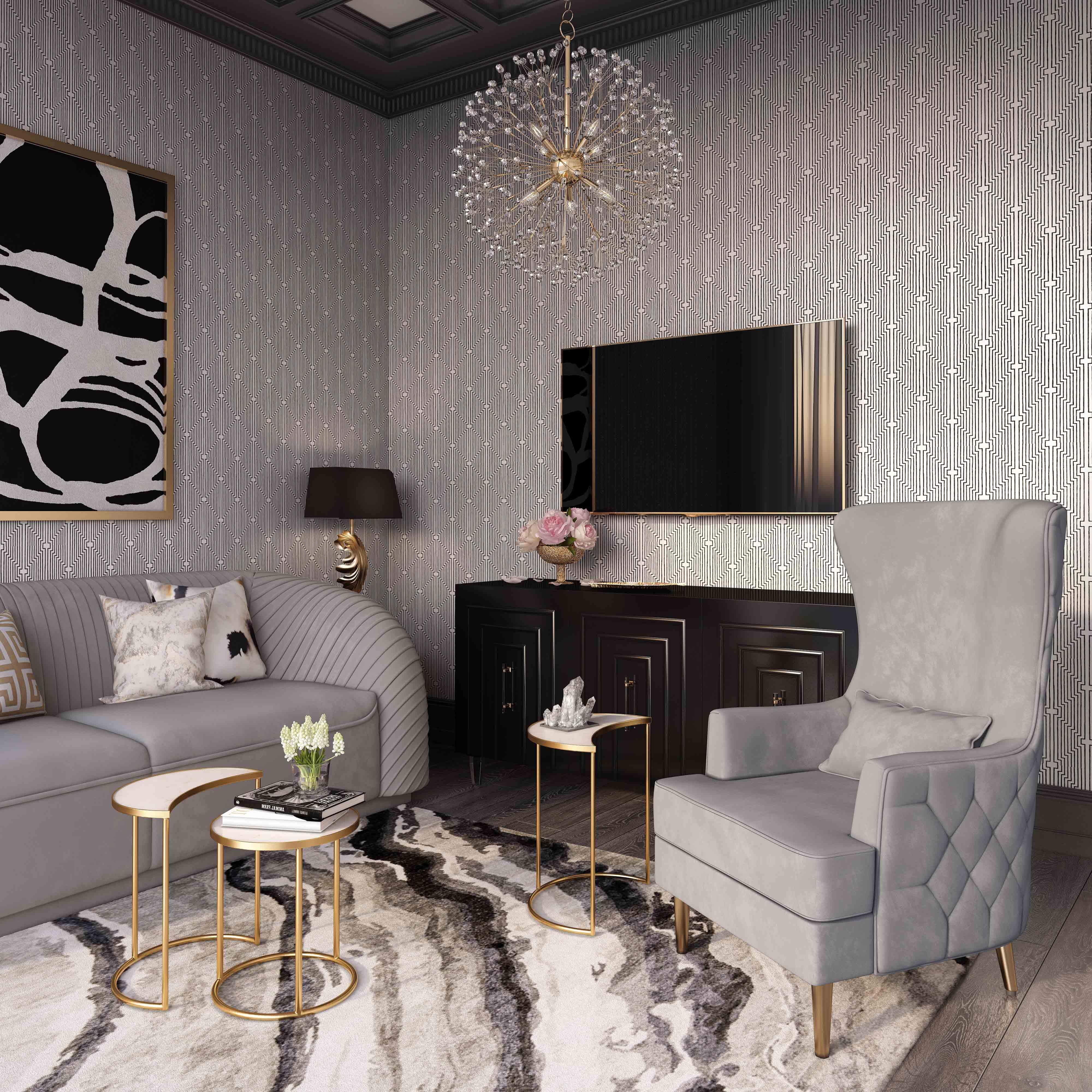 Alina Grey Tall Tufted Back Chair - Frankwebs