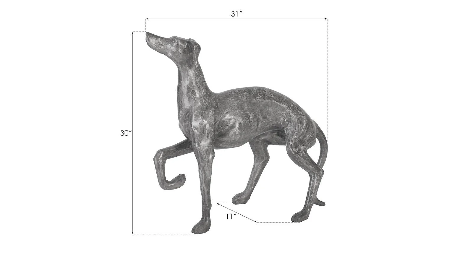 Prancing Dog Sculpture, Black/Silver, Aluminum - Frankwebs