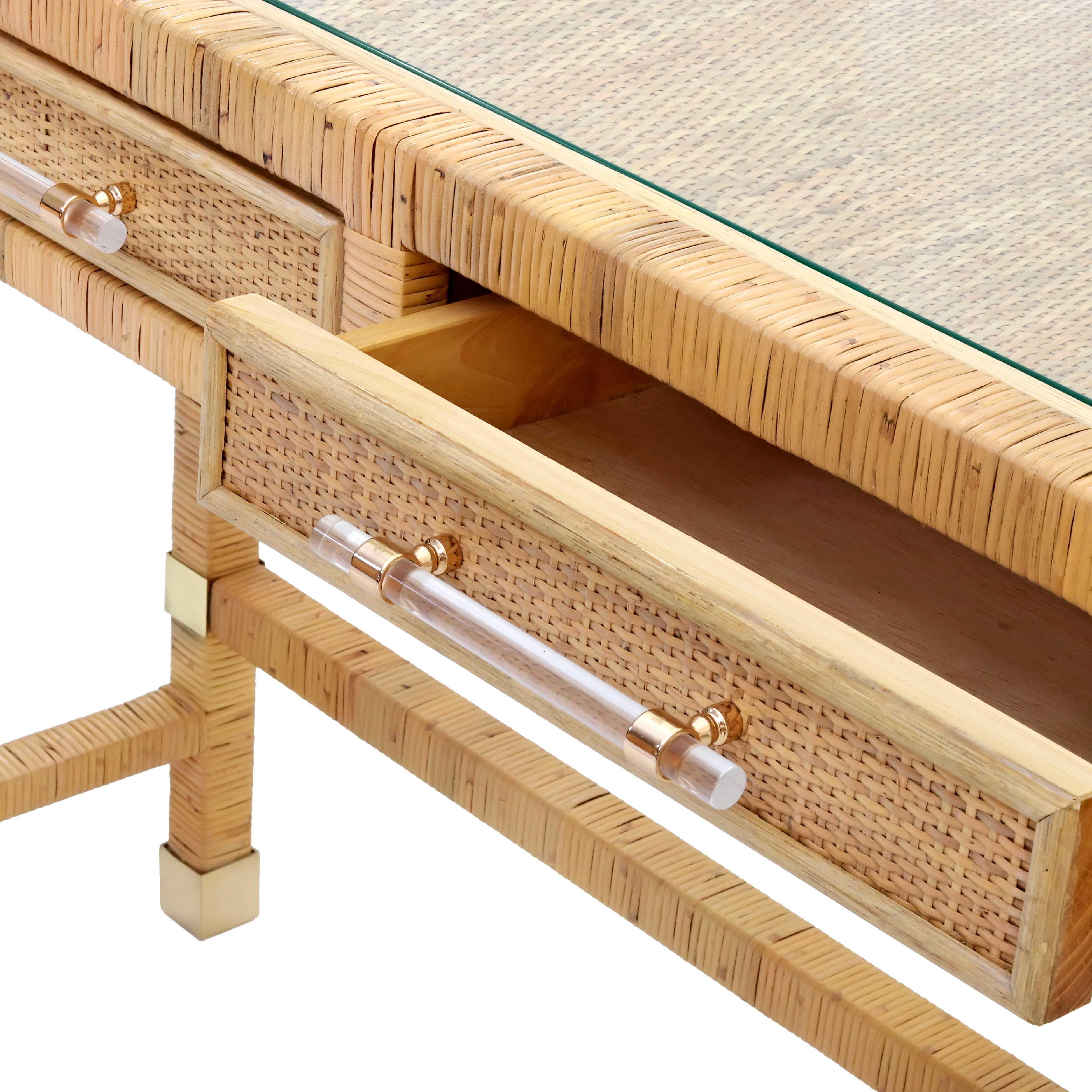 Amara Natural Rattan Desk - Frankwebs