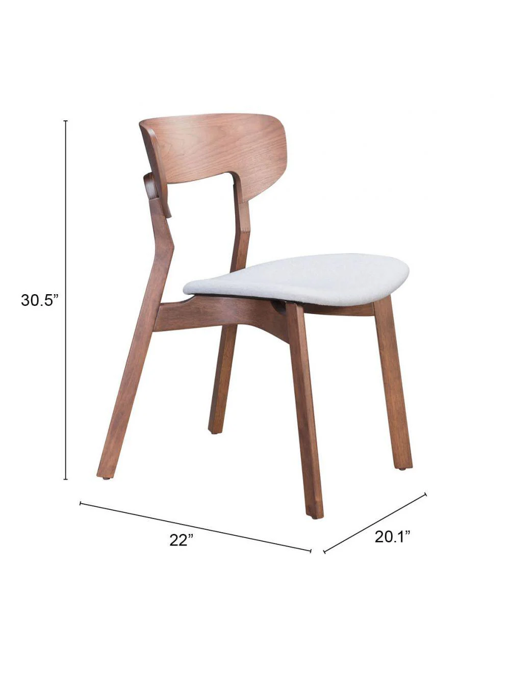 Russell Dining Chair (Set of 2) Walnut & Light Gray - Frankwebs