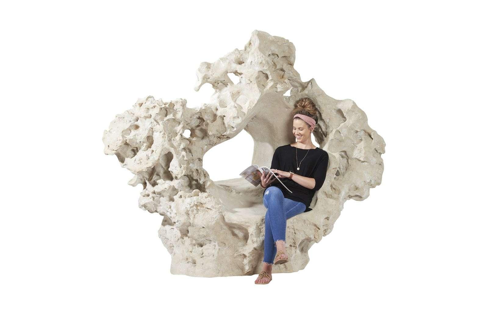 Colossal Cast Stone Sculpture with Seat, Roman Stone - Frankwebs