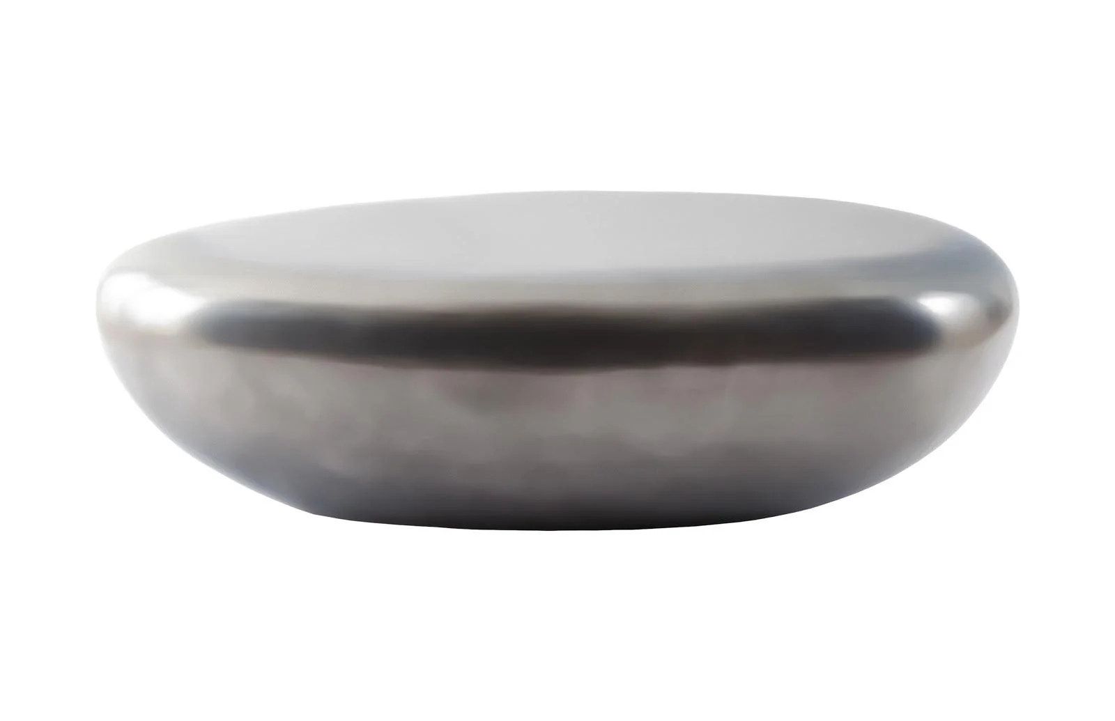 River Stone Coffee Table, Large, Resin, Polished Aluminum Finish - Frankwebs