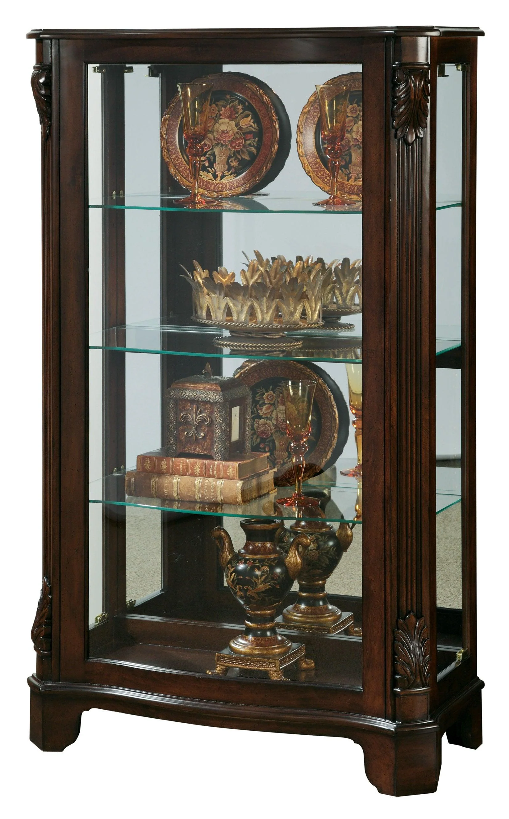 Distinguished Carved 3 Shelf Curio Cabinet - Frankwebs
