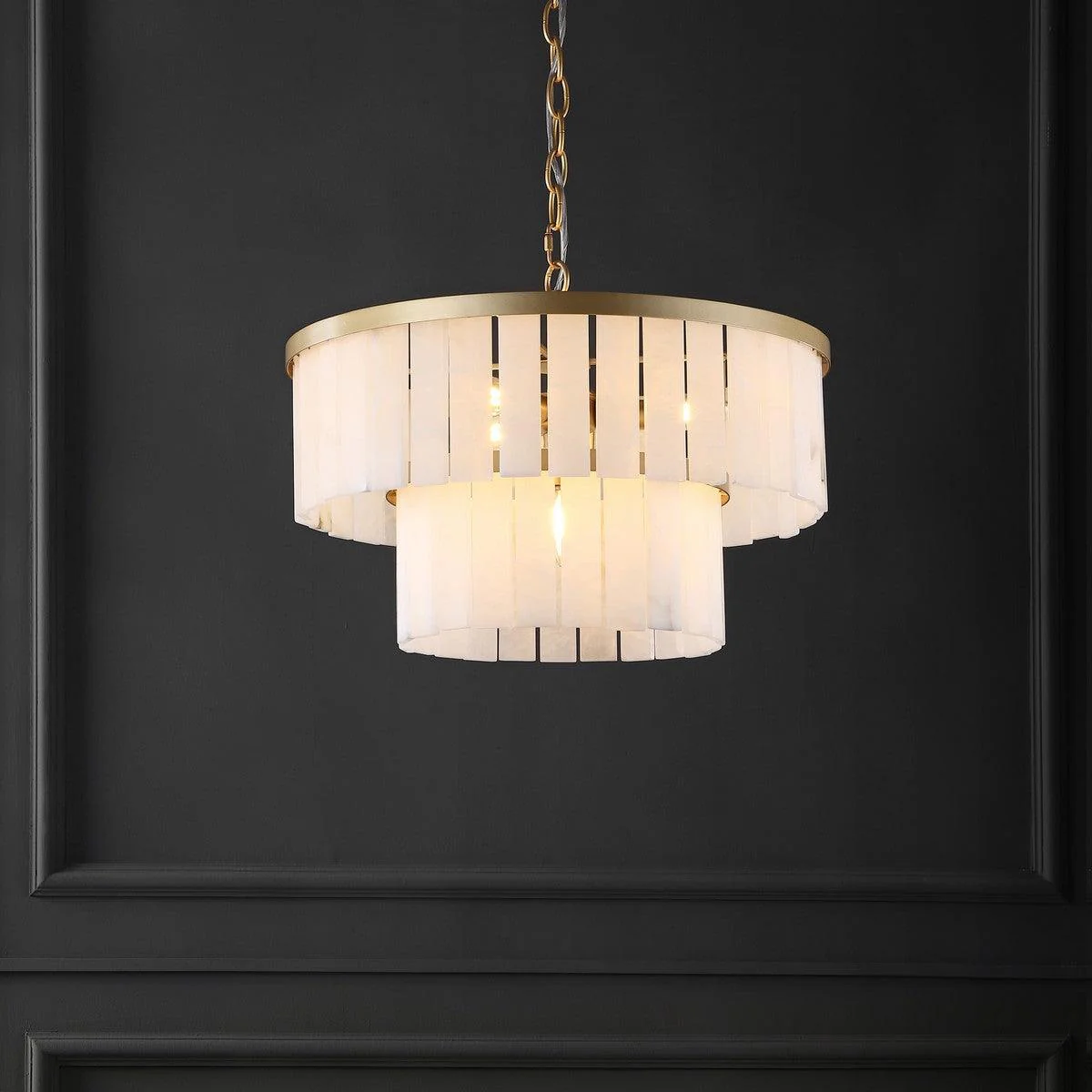 KIANDRA MARBLE 2 TIER CHANDELIER - Frankwebs