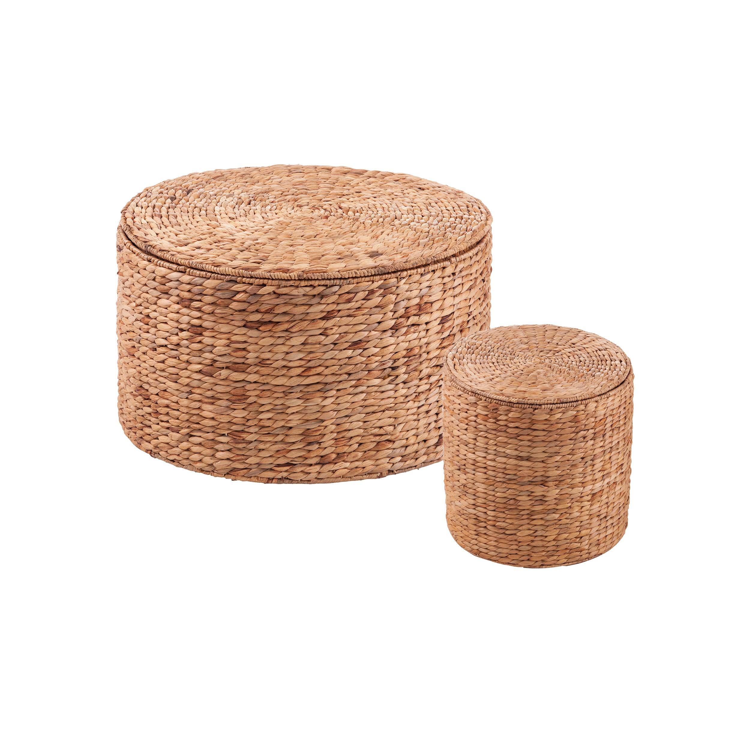 Satalia Round Water Hyacinth Storage Tables – 2pc Set - Frankwebs