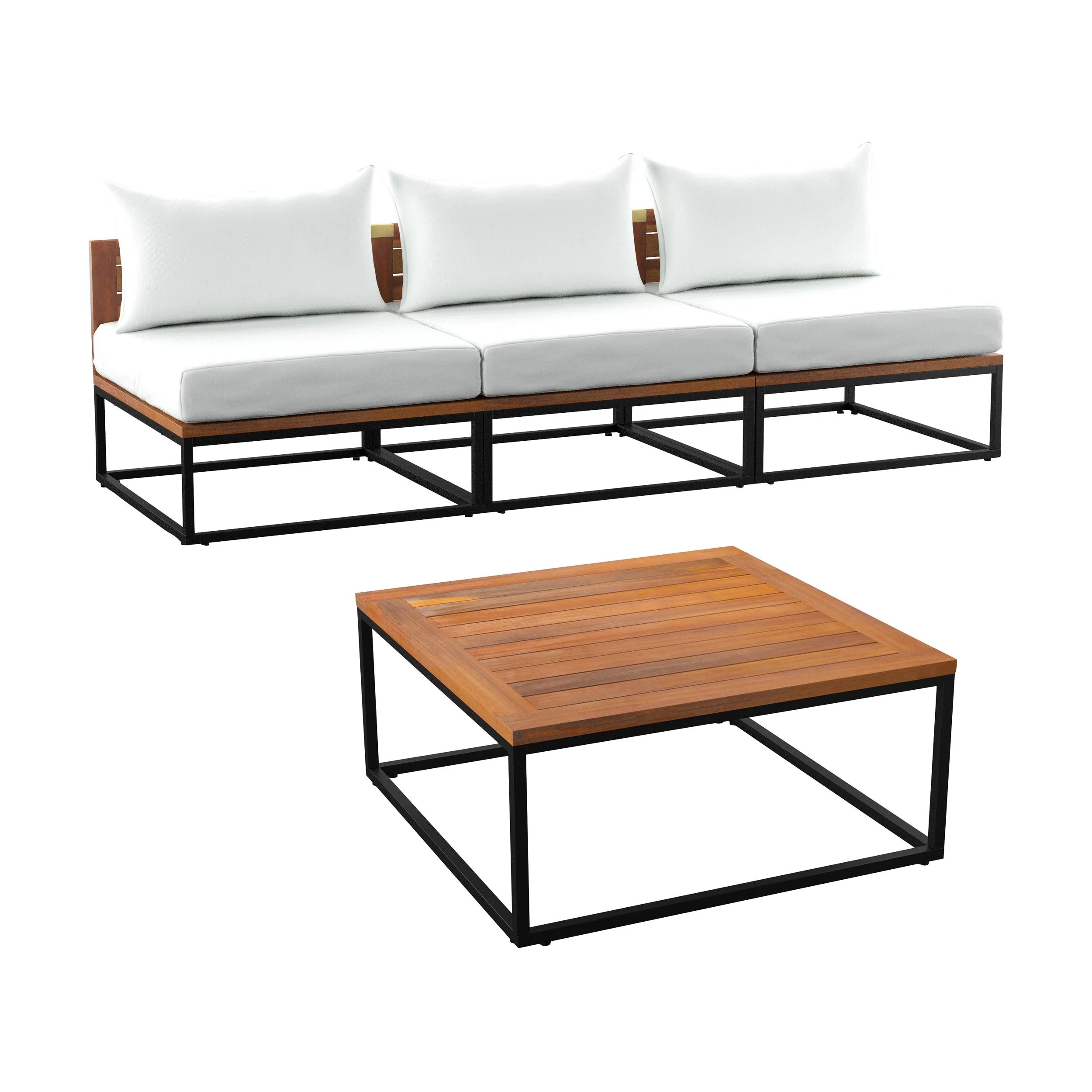 Taradale Outdoor Coffee Table and Modular Sofa Set – 2pc - Frankwebs