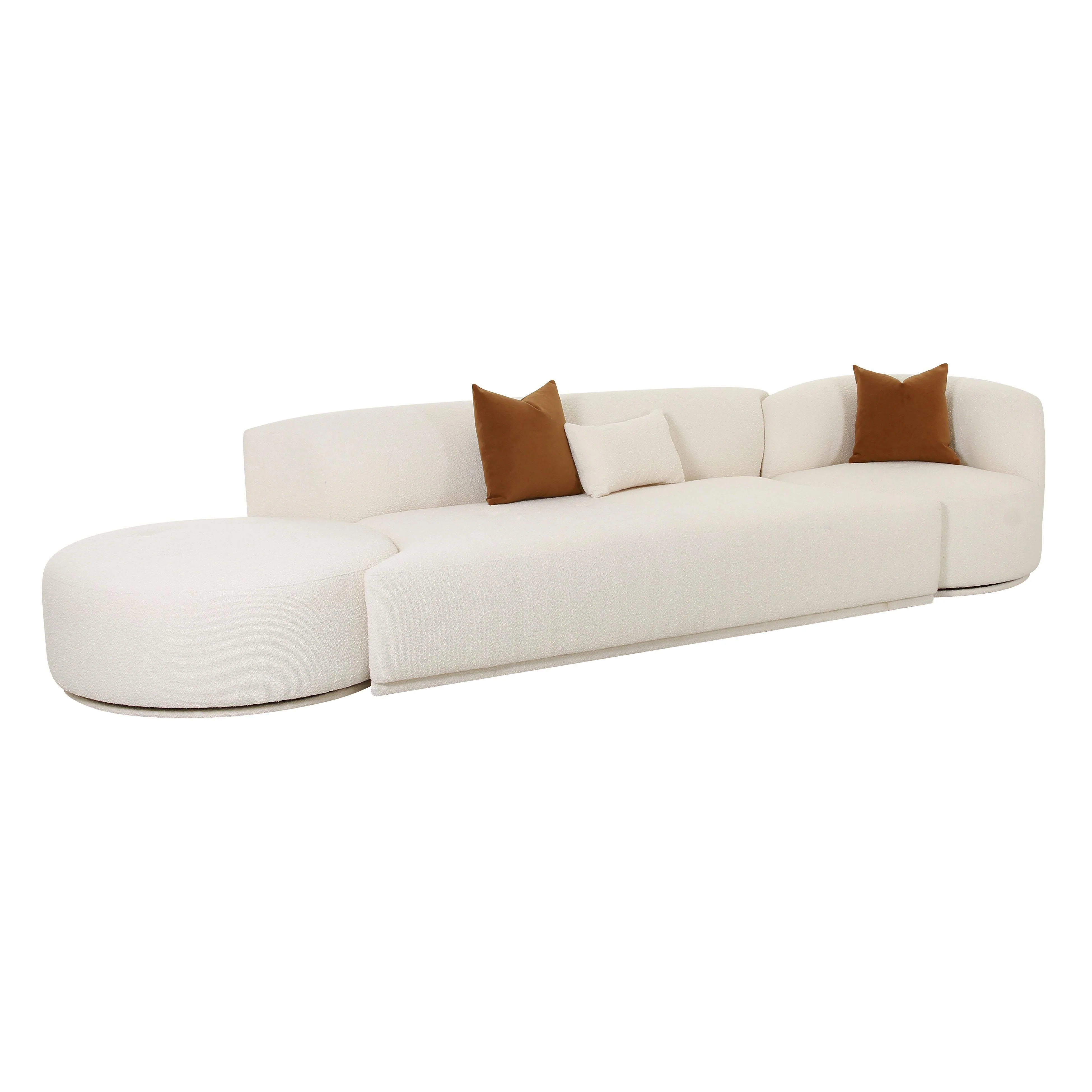 Fickle Cream Boucle 3-Piece Chaise Modular Sofa - Frankwebs