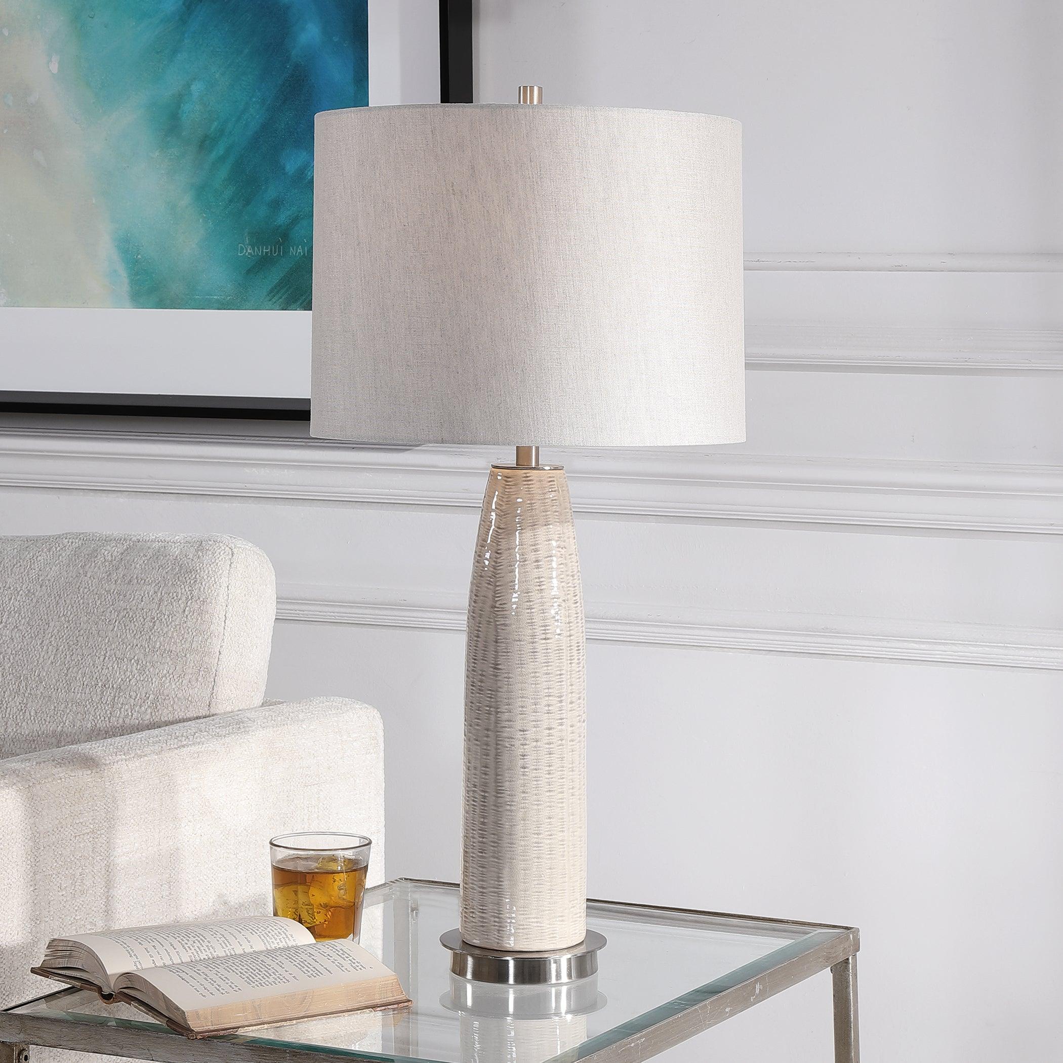 DELGADO LIGHT GRAY TABLE LAMP - Frankwebs