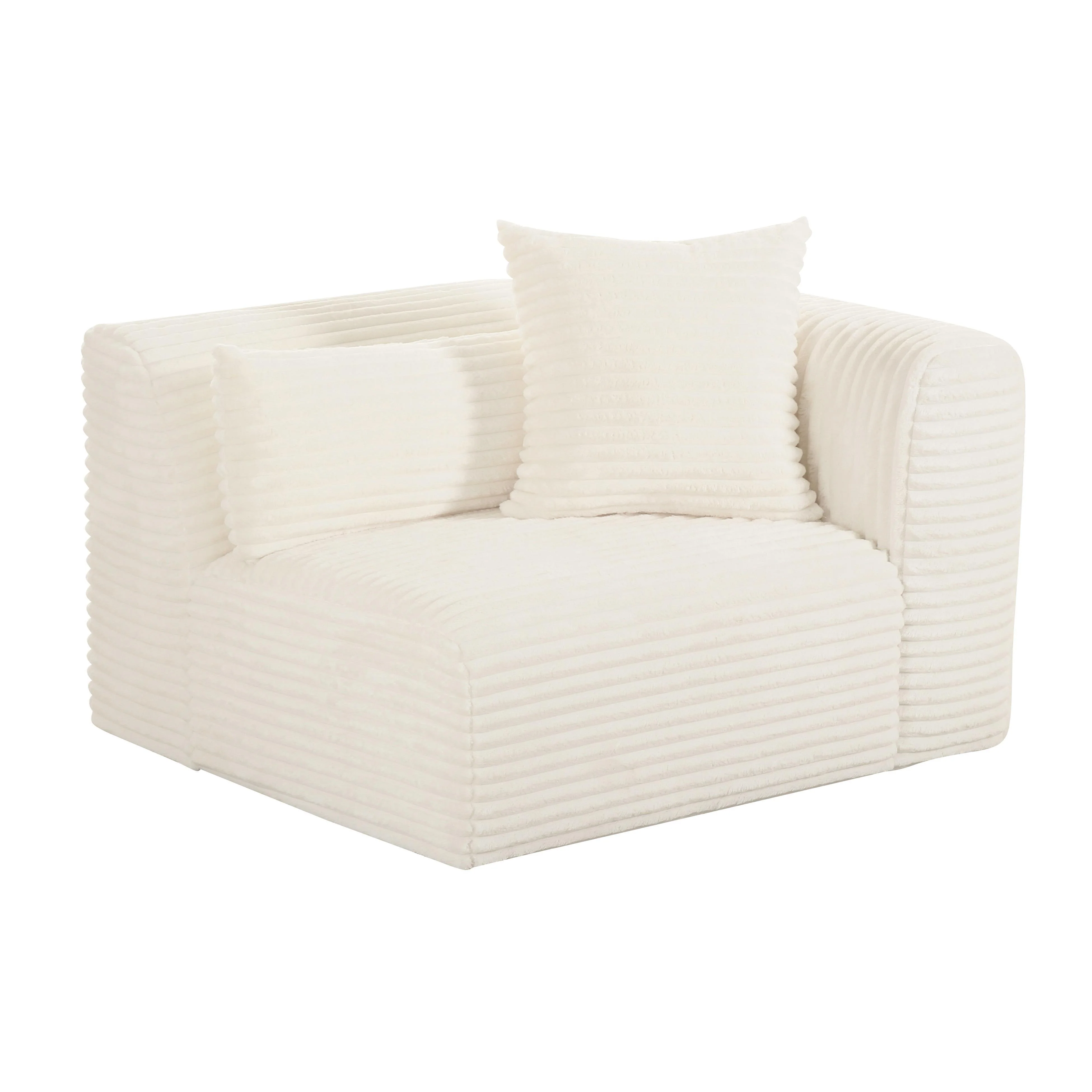 Tarra Fluffy Oversized Cream Corduroy Modular RAF Corner Chair - Frankwebs