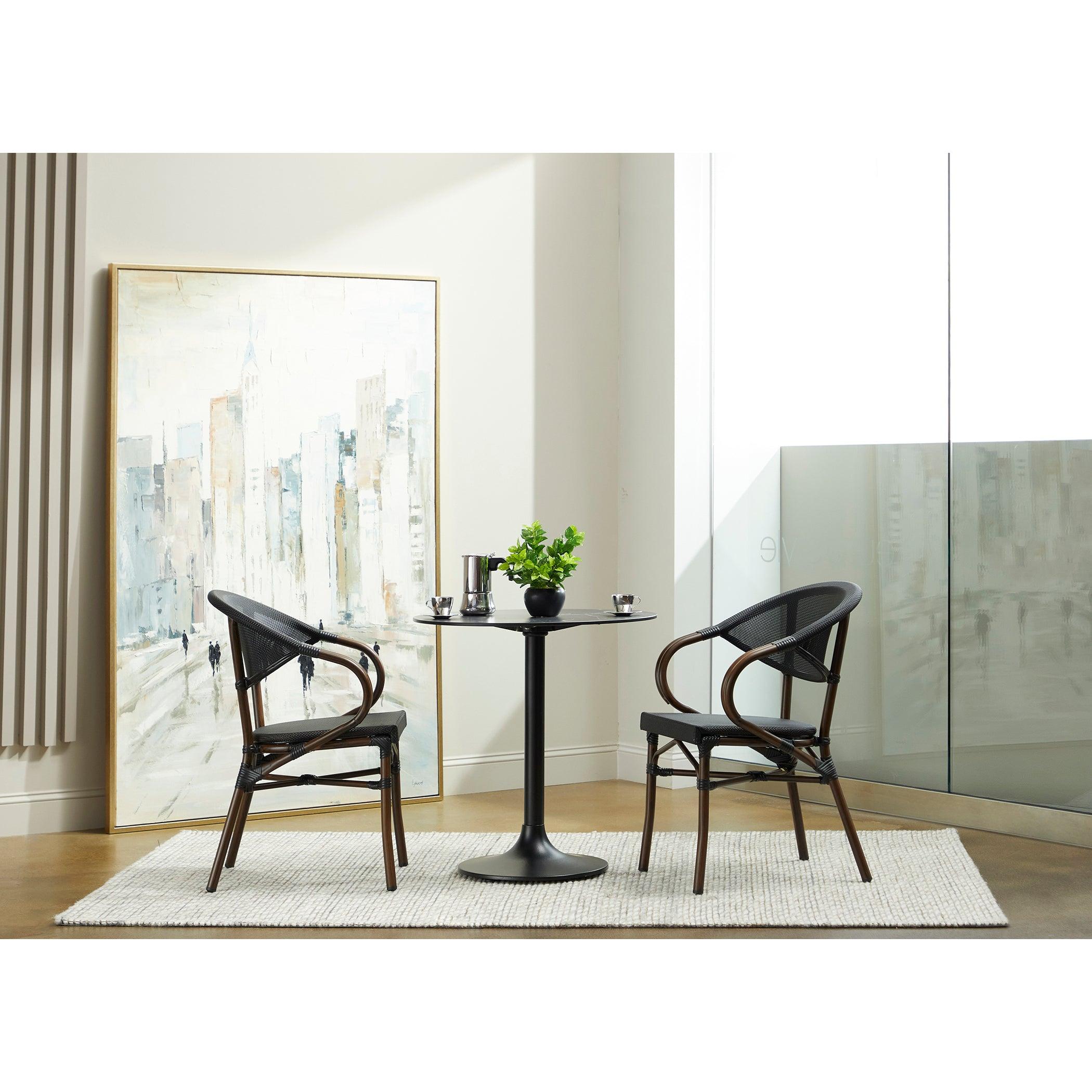 JANNIE 30 BISTRO TABLE IN BLACK WITH BLACK COLUMN AND BASE - Frankwebs