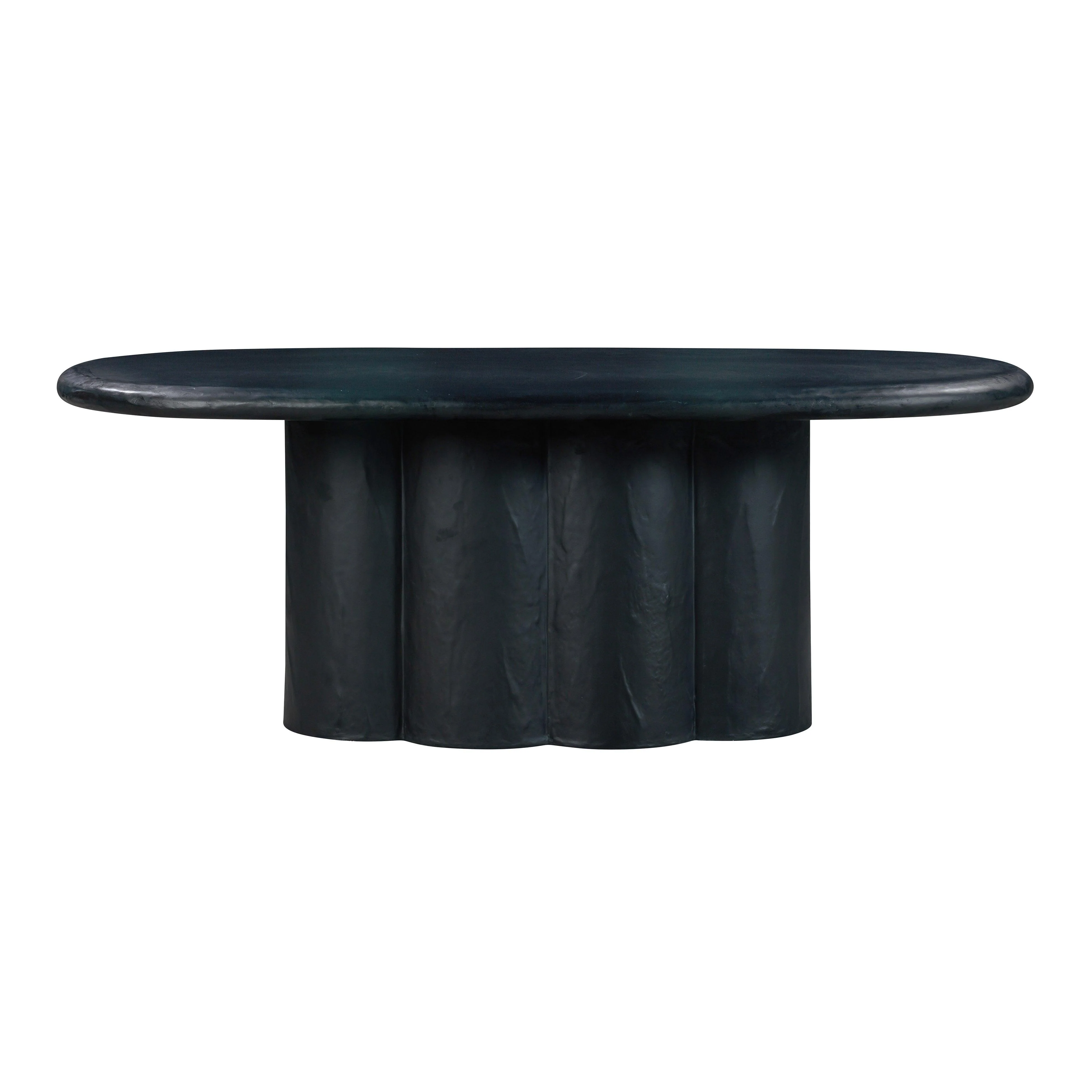 Elika Black Faux Plaster Oval Dining Table - Frankwebs
