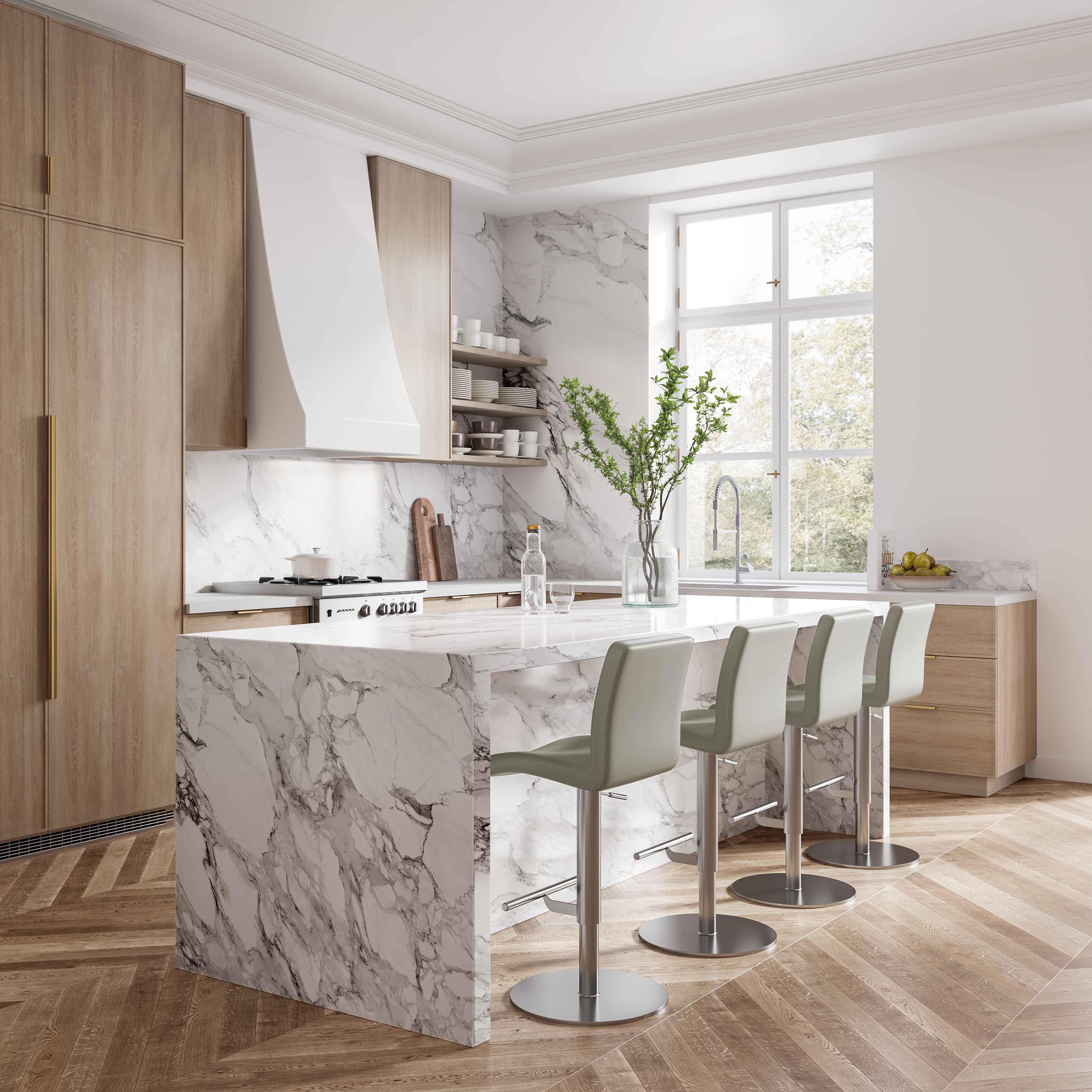 Paddy Light Grey Vegan Leather on Silver Adjustable Stool - Frankwebs