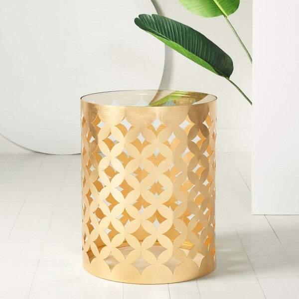 CAIRO ROUND GOLD LEAF END TABLE - Frankwebs