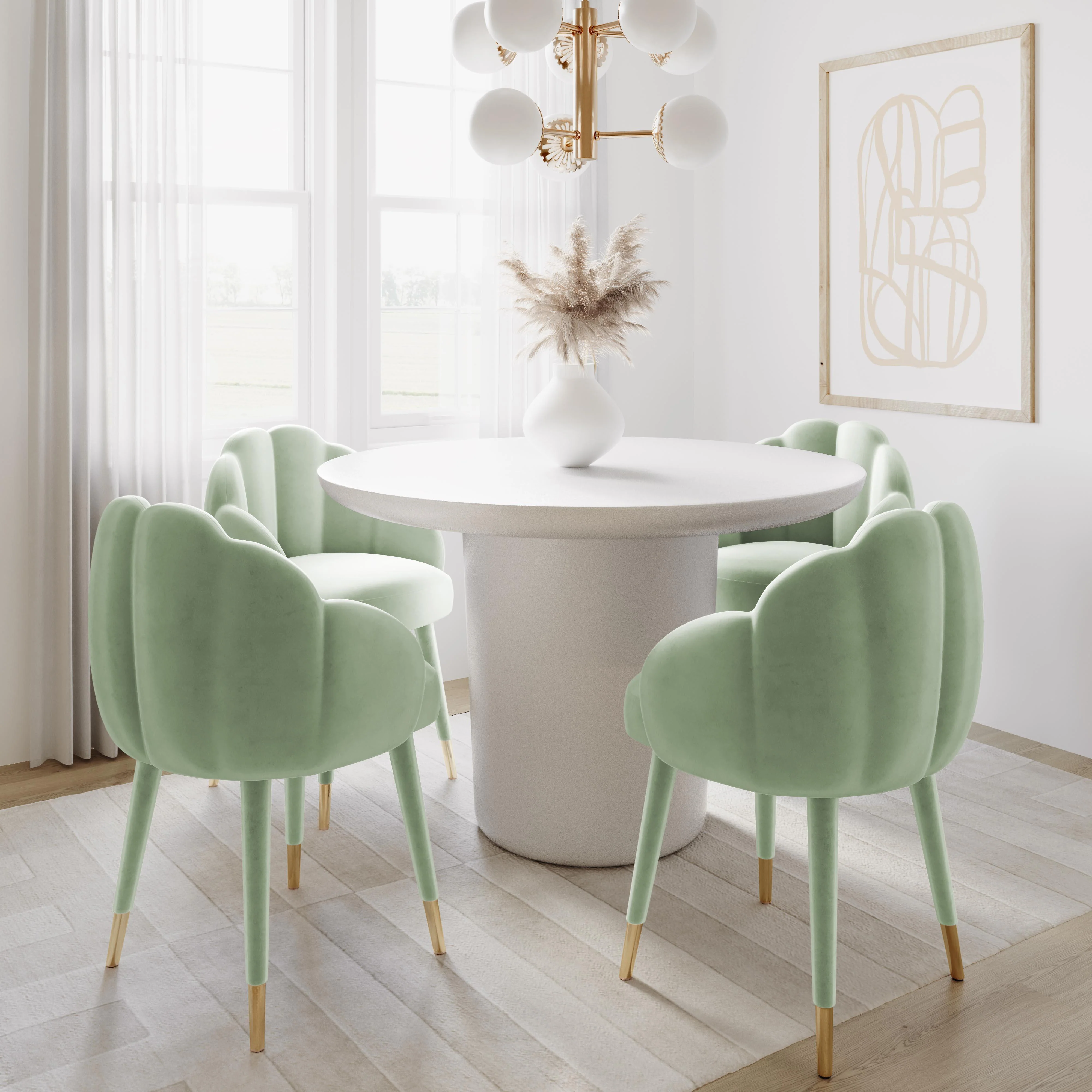 Gardenia Moss Green Velvet Dining Chair - Frankwebs