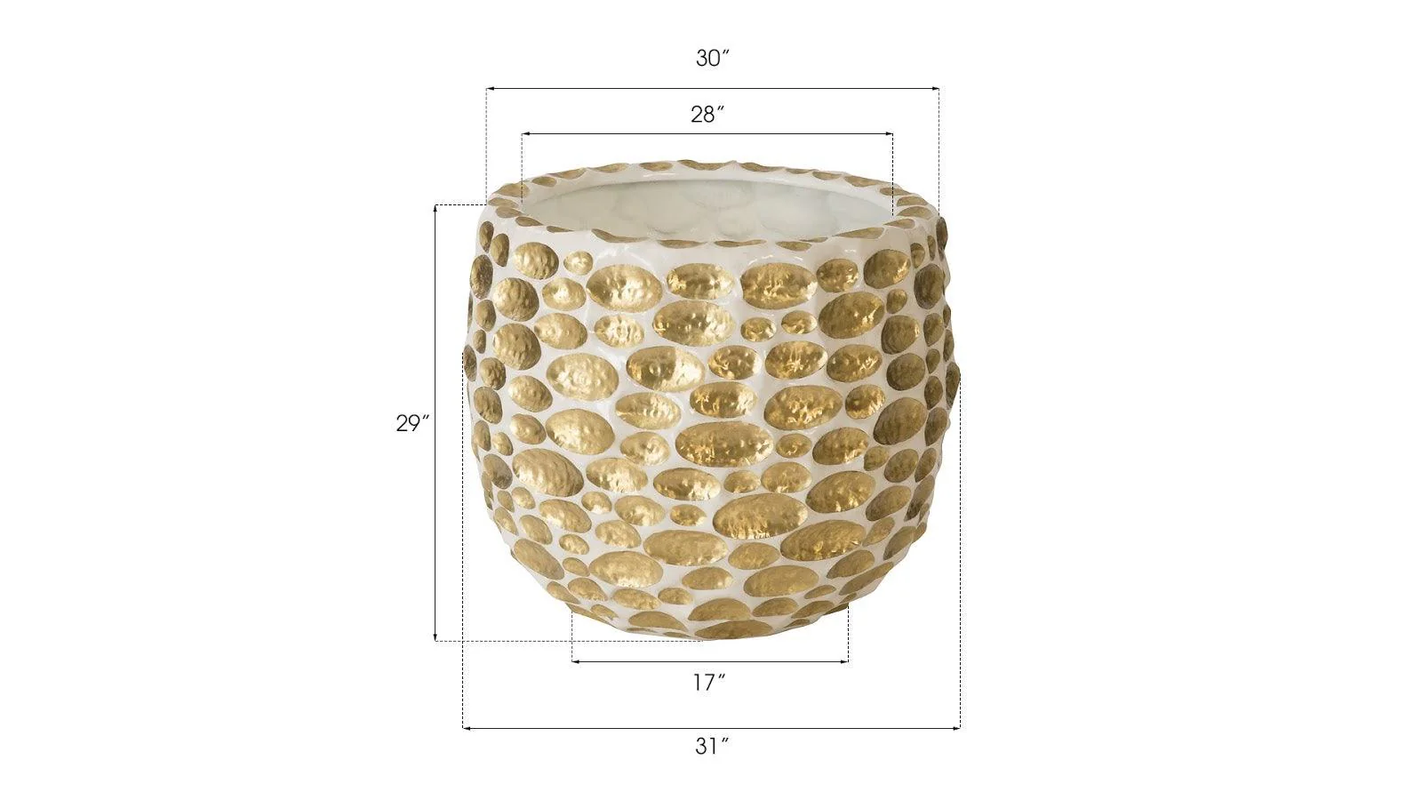 Bubbles Planter, Brass, White, LG - Frankwebs