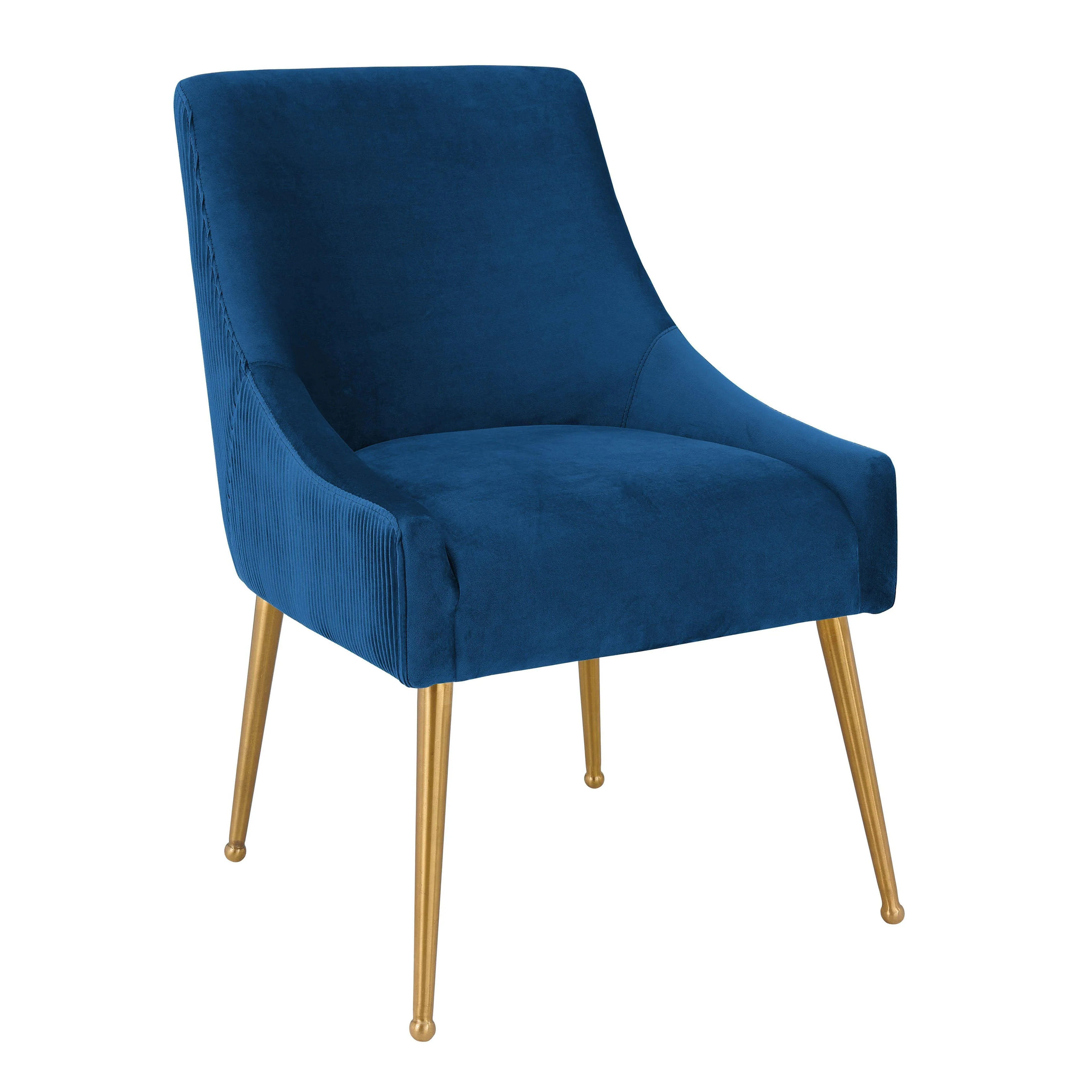 Beatrix Pleated Navy Velvet Side Chair - Frankwebs