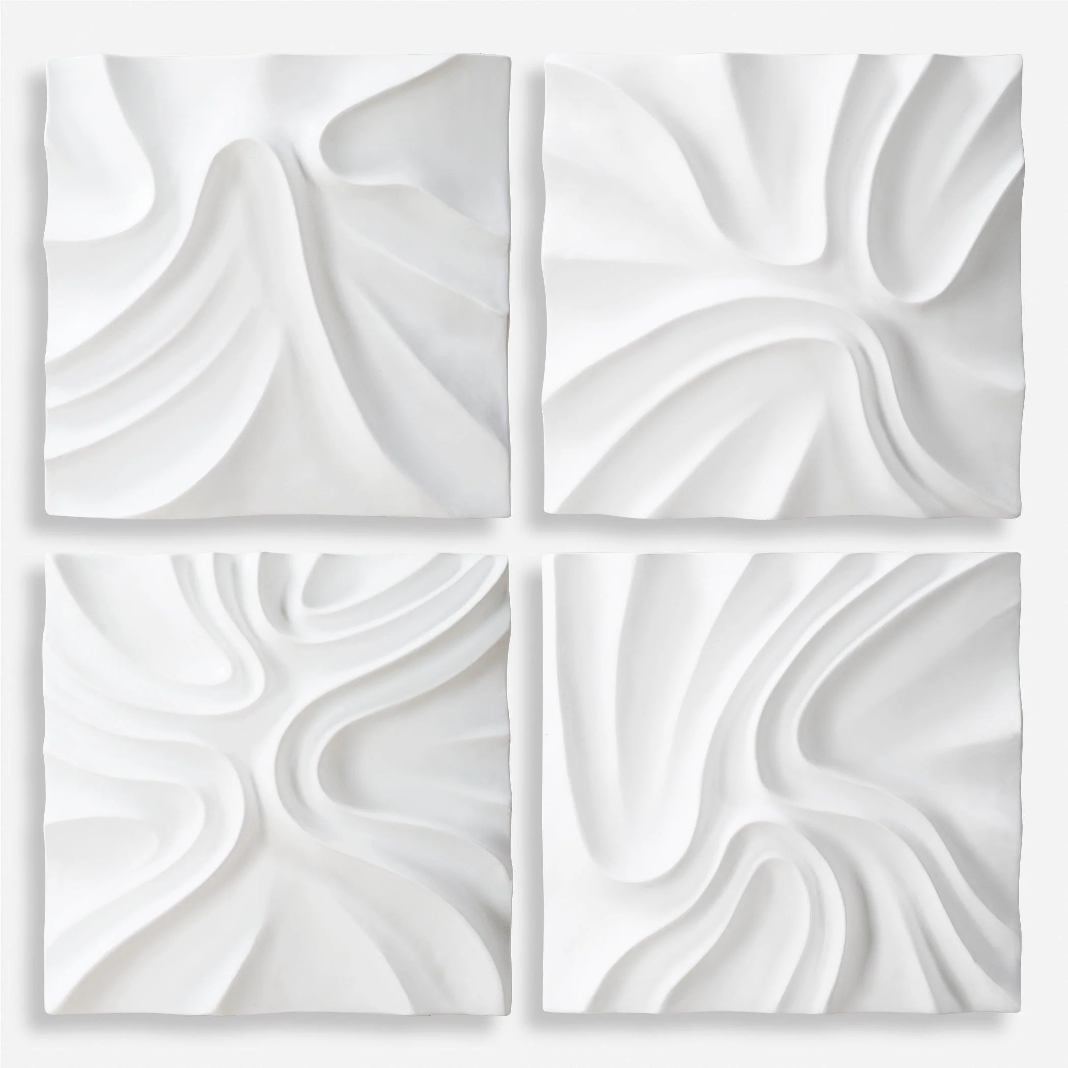 Snowdrift Scultped White Wall Decor, S/4 - Frankwebs