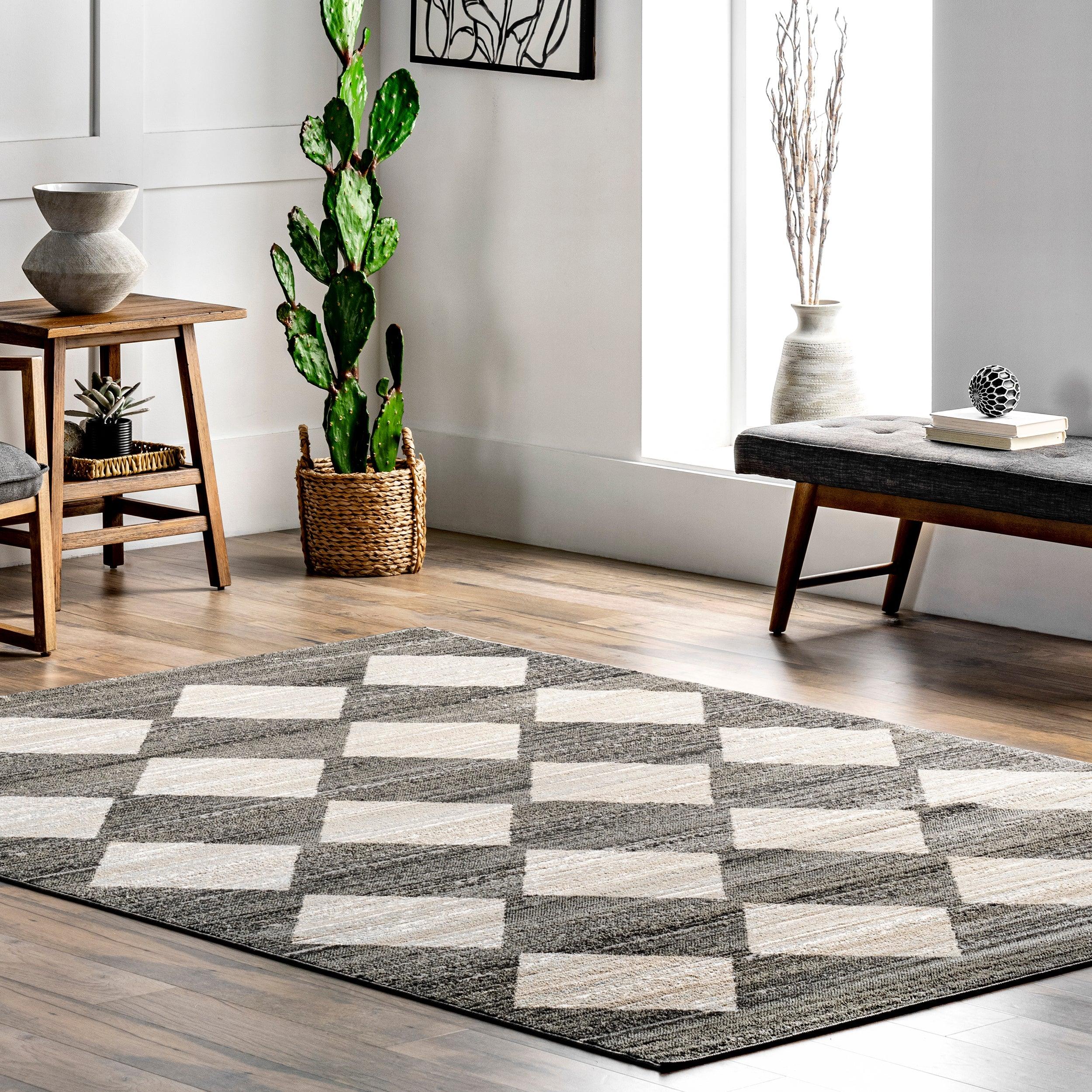Gianna Contemporary Geometric Checker Tile Area Rug - Frankwebs