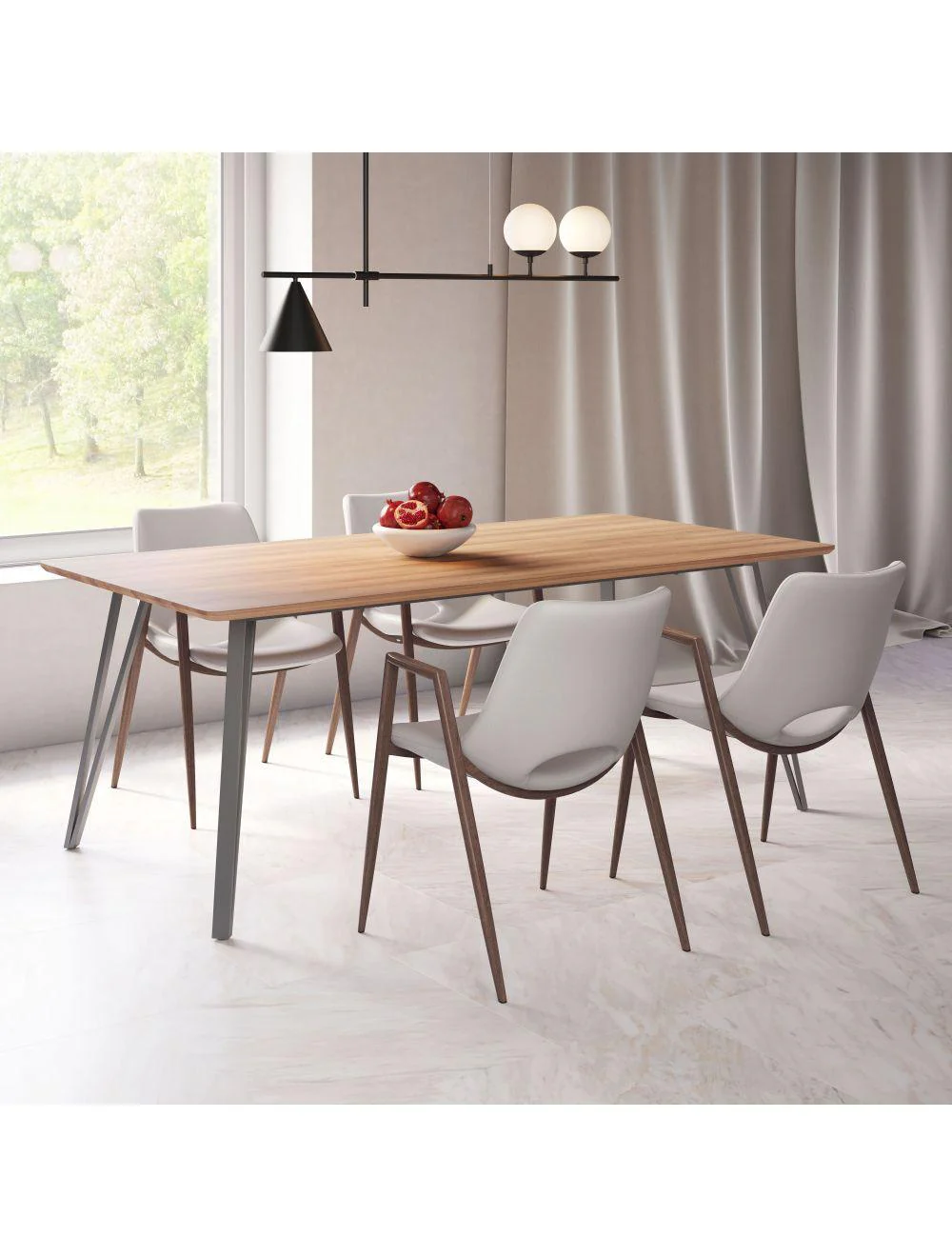 Desi Dining Chair (Set of 2) Beige & Walnut - Frankwebs