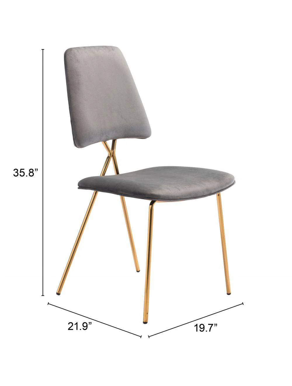 Chloe Dining Chair (Set of 2) Gray & Gold - Frankwebs