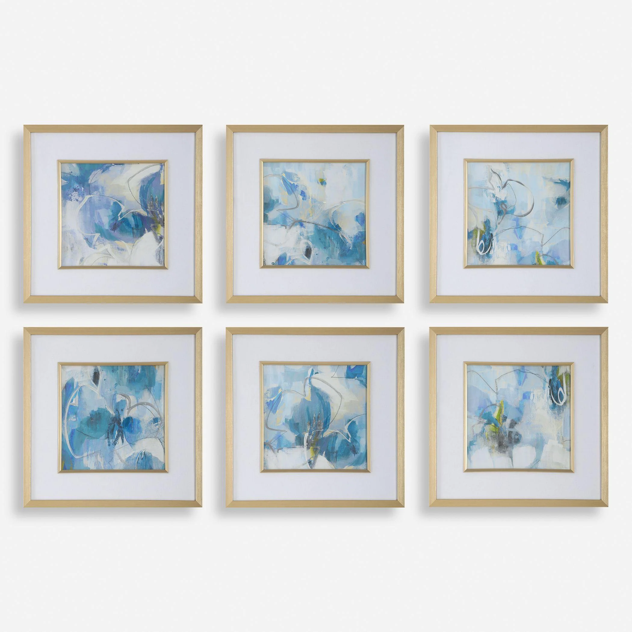 Fresh Start Blue Abstract Prints, S/6 - Frankwebs
