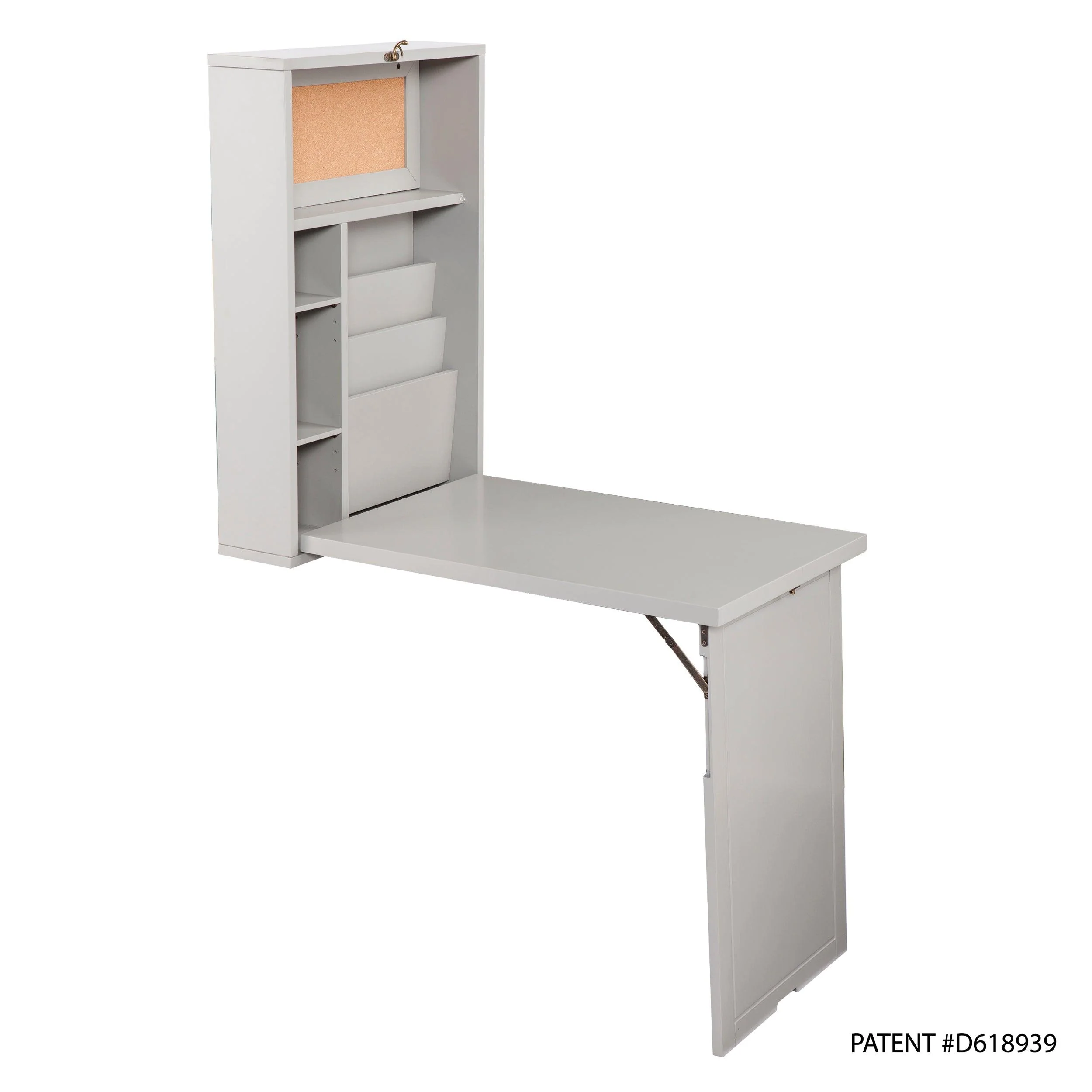 Minford Fold-Out Convertible Wall Mount Desk - Gray - Frankwebs