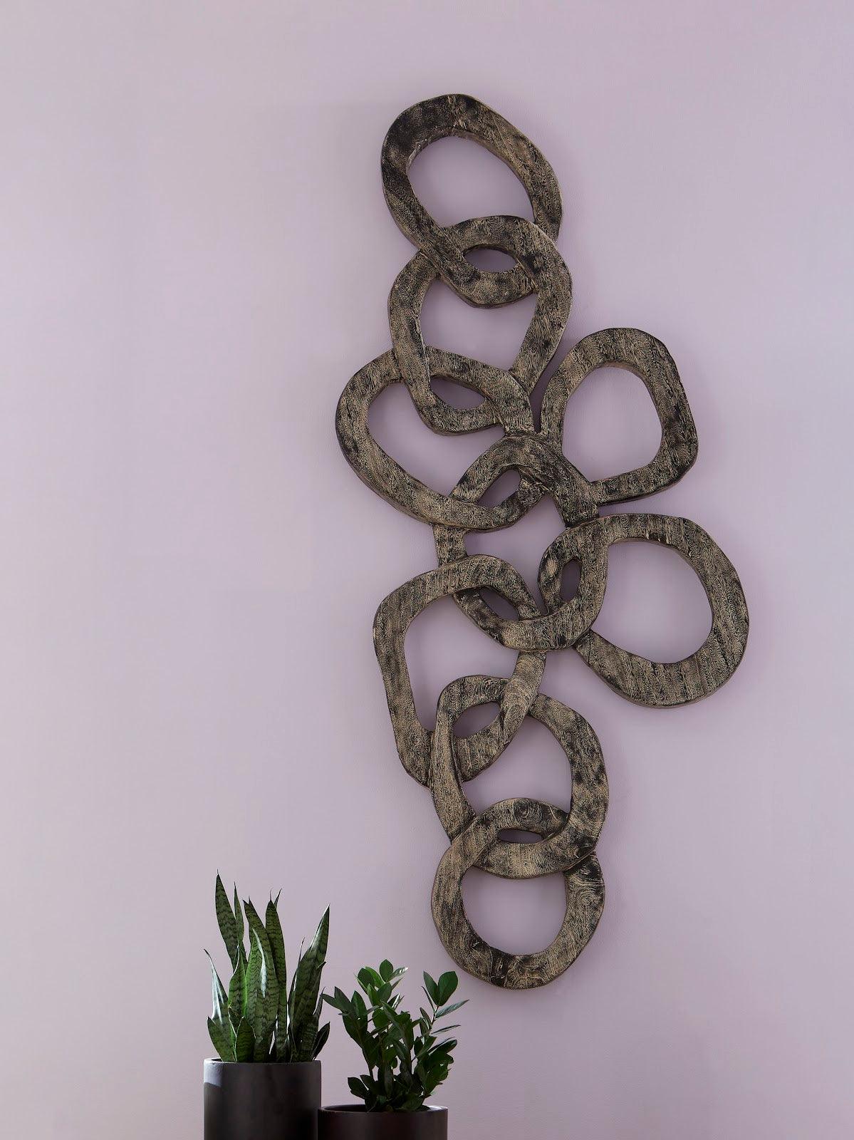 Chain Wall art, Chamcha Wood, Gray Stone Finish - Frankwebs
