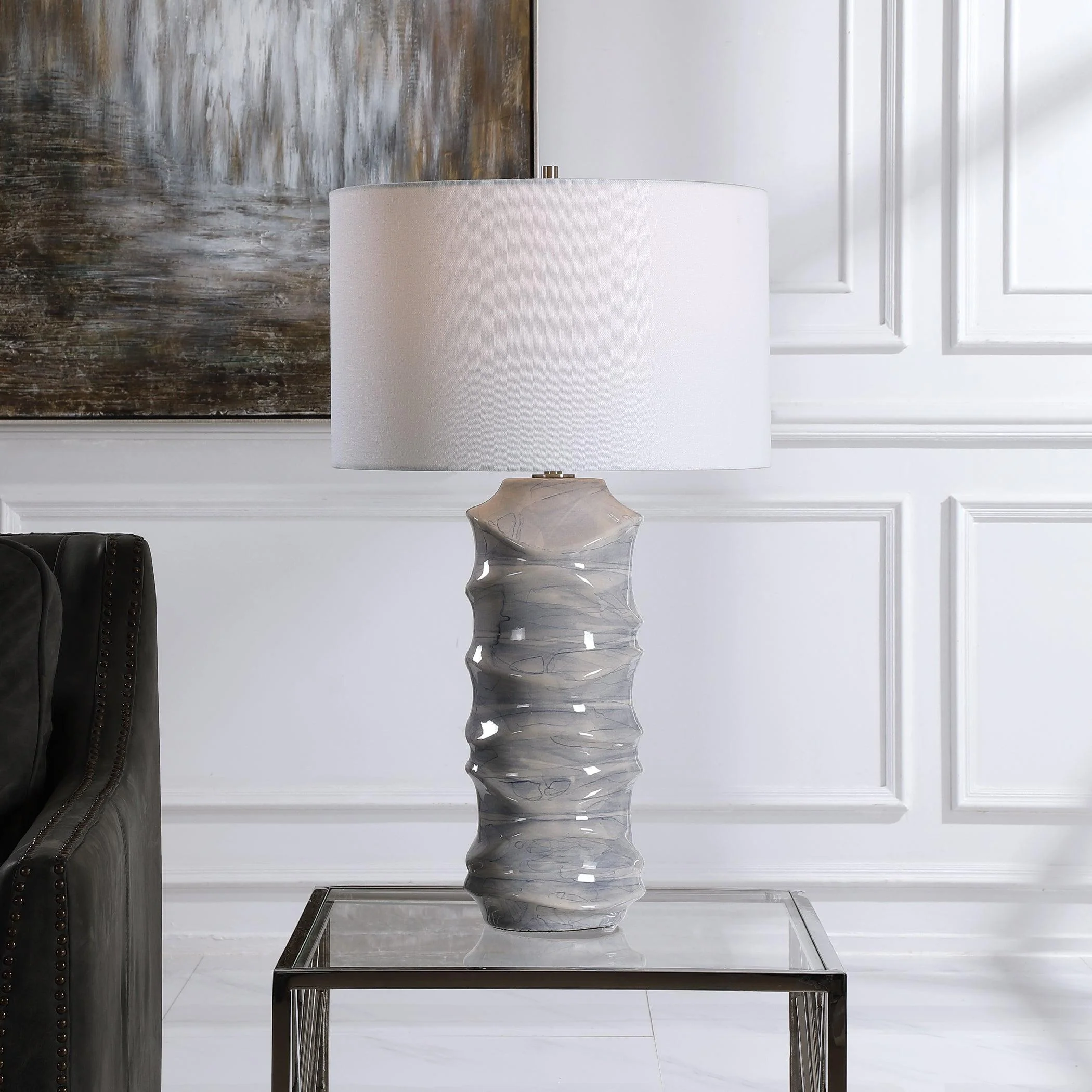 WAVES BLUE & WHITE TABLE LAMP - Frankwebs