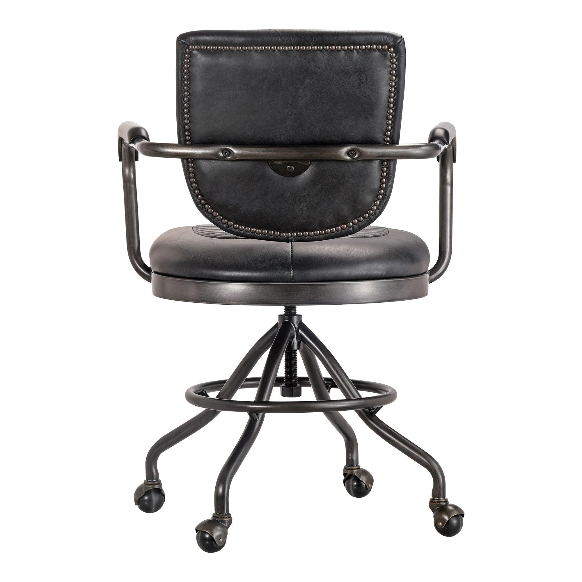 Foster Swivel Desk Chair Onyx Black Leather - Frankwebs