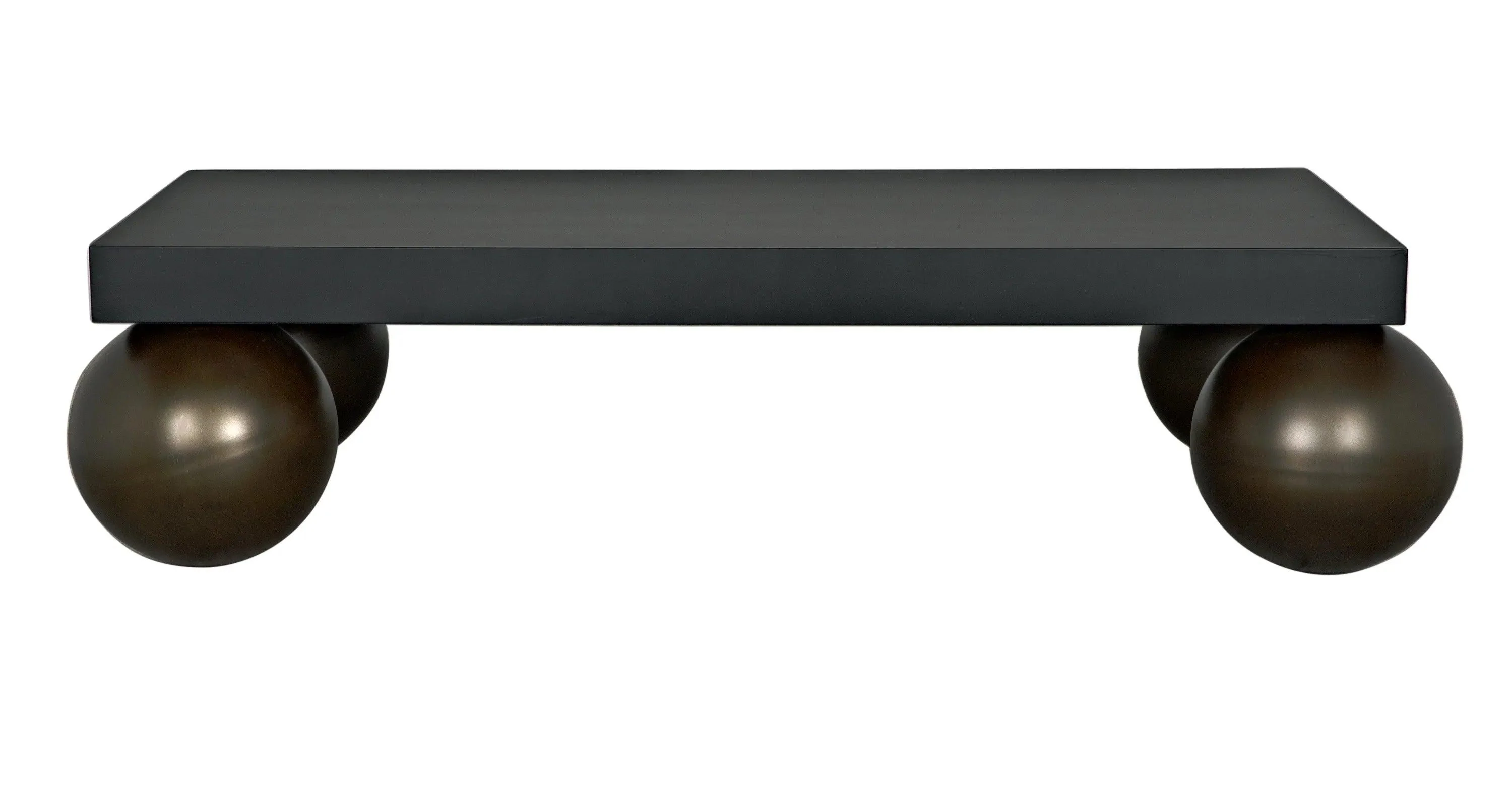Cosmo Coffee Table, Black Metal with Aged Brass Finish Legs - Frankwebs