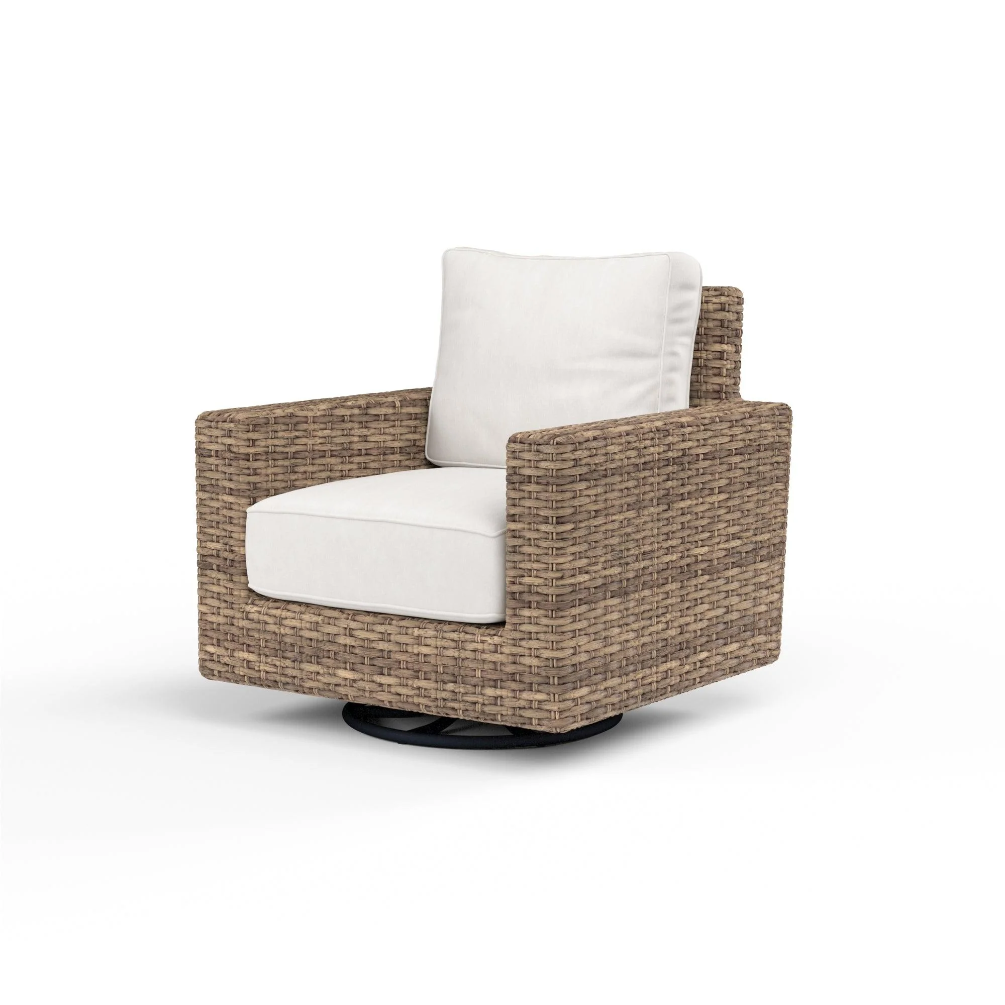 Havana Swivel Club Rocker in Canvas Flax w/ Self Welt - Frankwebs