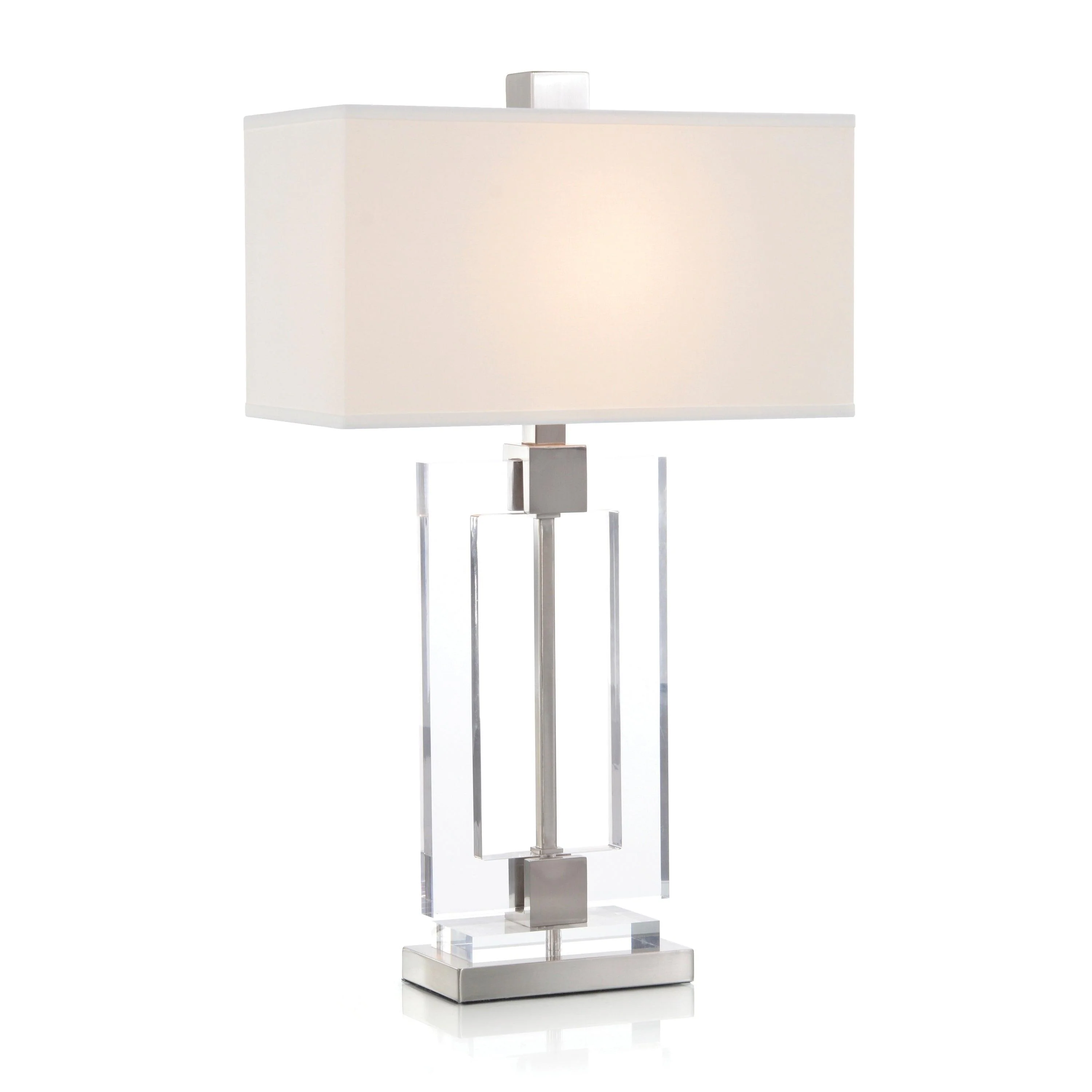 Glass and Brushed Nickel Frame Table Lamp - Frankwebs