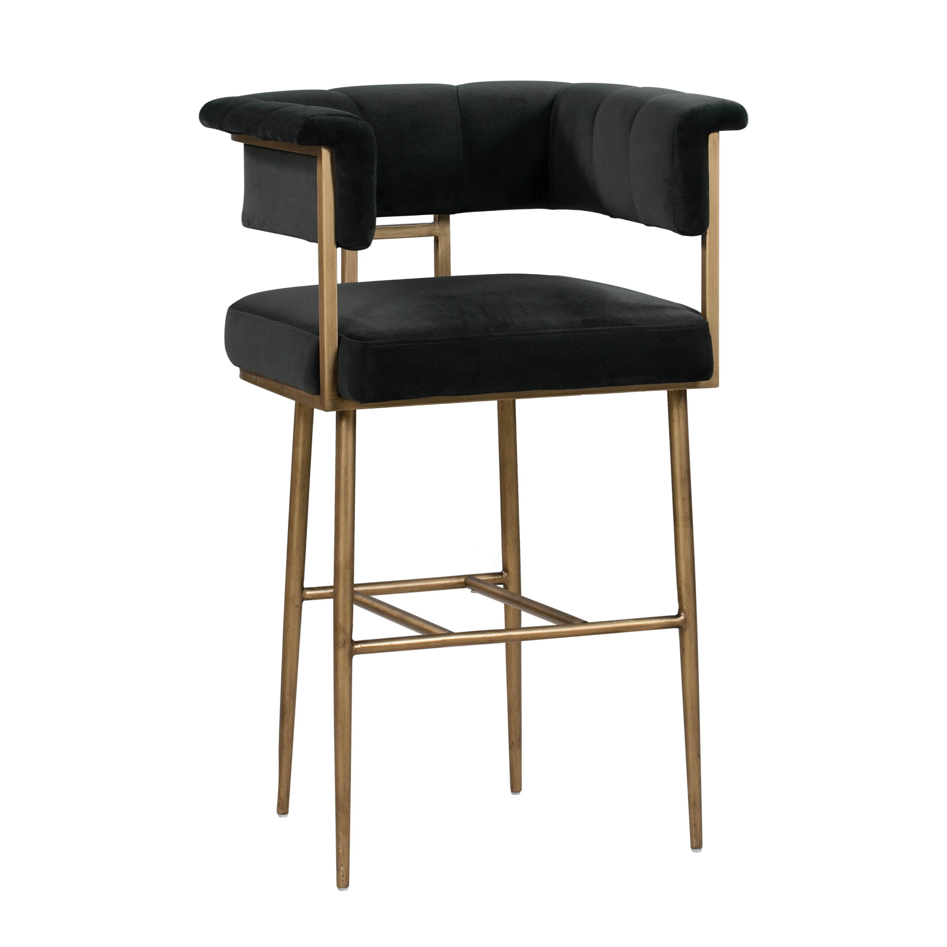 Astrid Grey Velvet Bar Stool - Frankwebs
