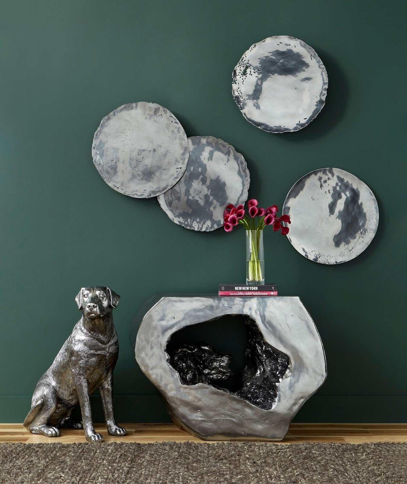 Cast Oil Drum Wall Discs, Liquid Silver, Set of 4 - Frankwebs