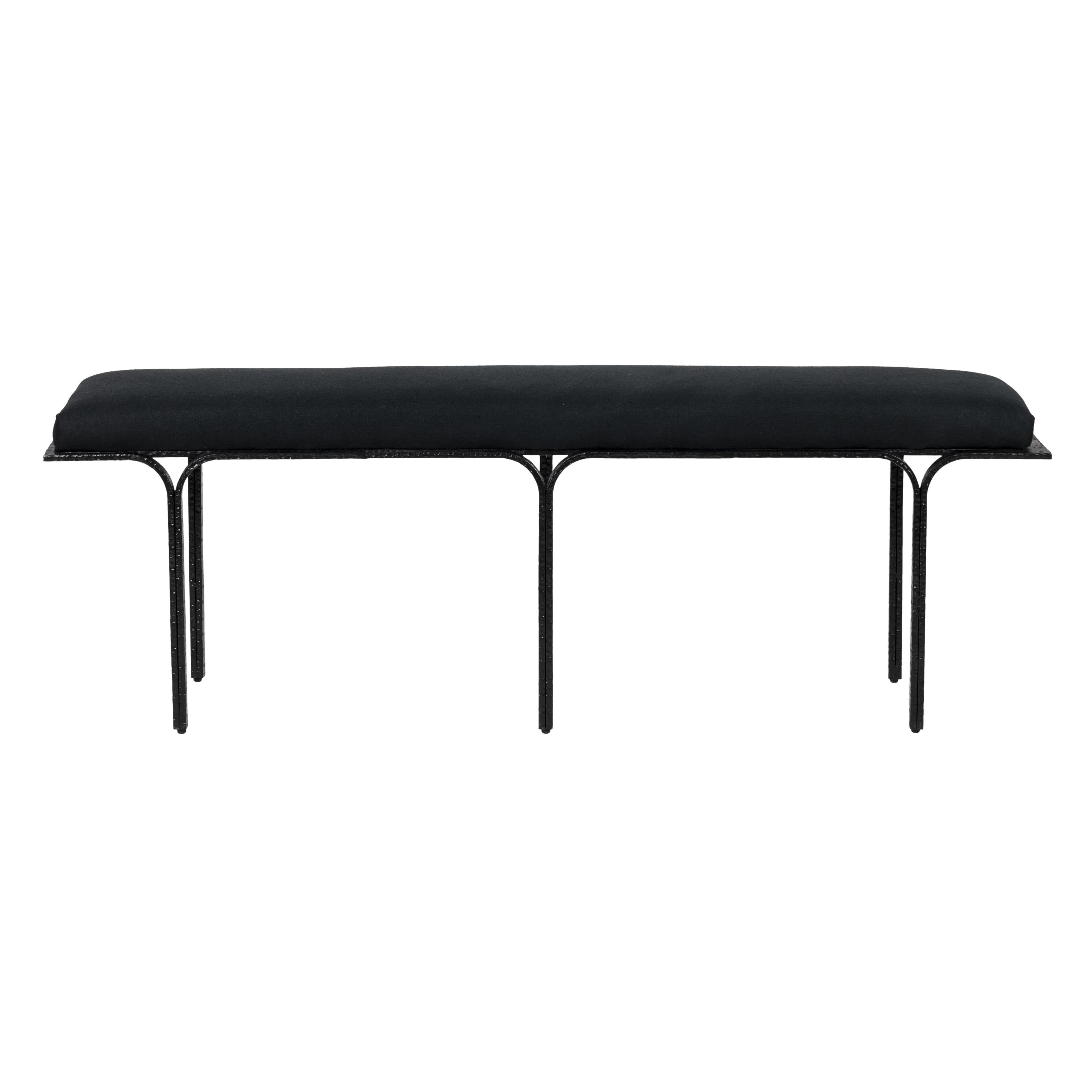 Bryn Black Linen Bench - Frankwebs
