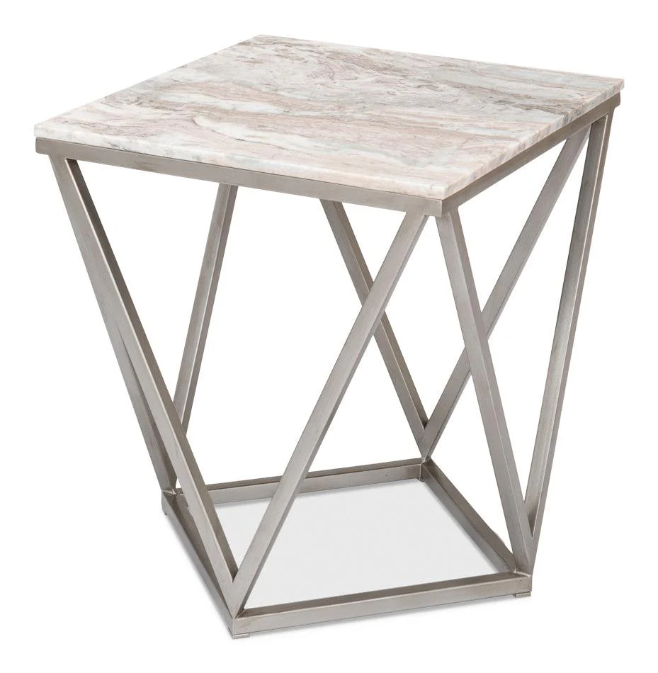 Trapezoid Side Table - Marble Top - Frankwebs