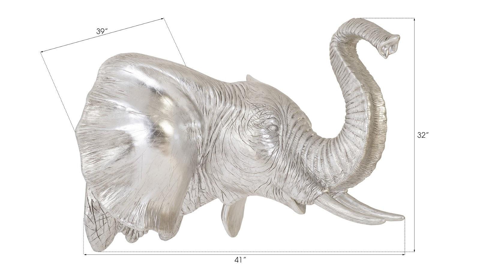 Elephant Wall Art, Resin, Silver Leaf - Frankwebs