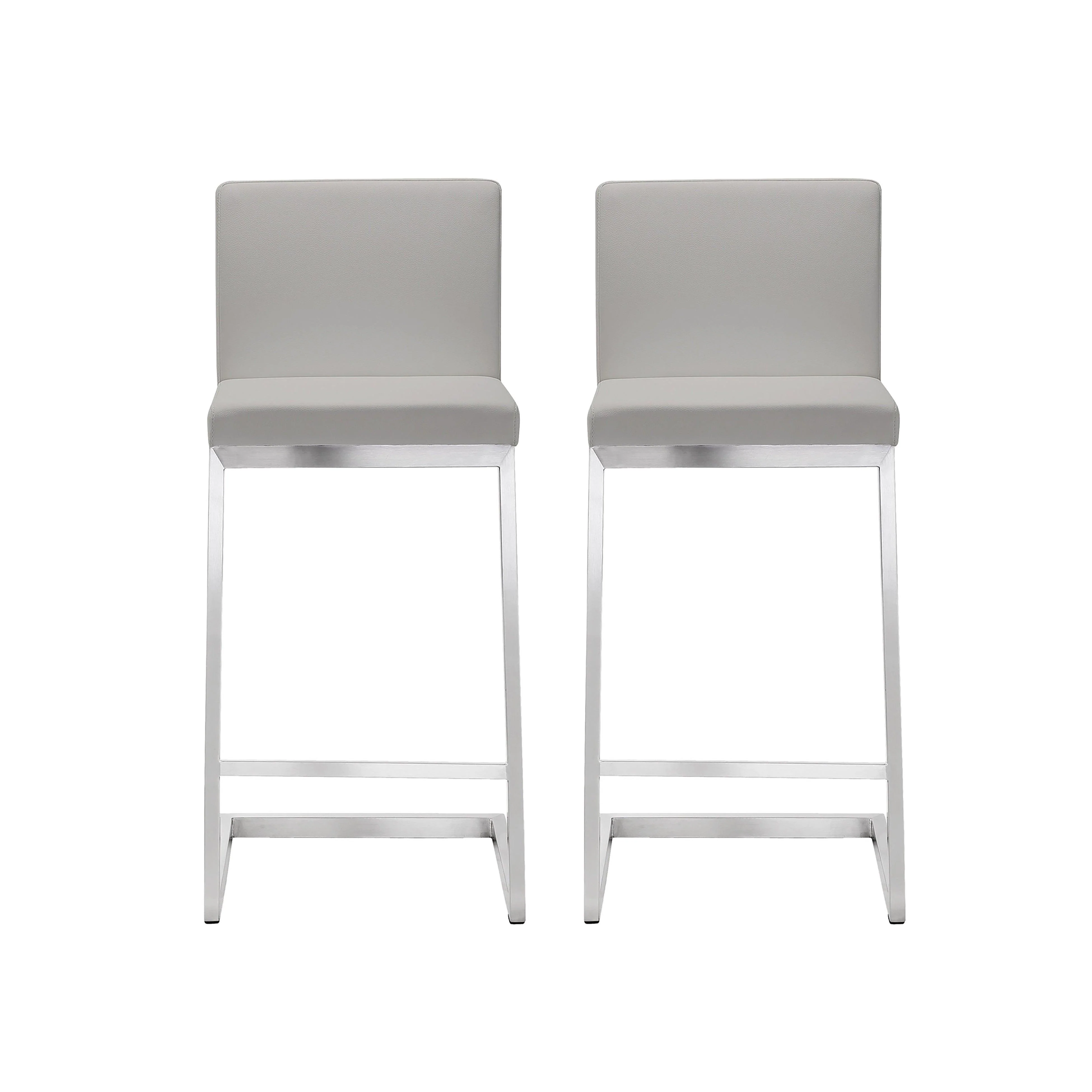 Parma Light Grey Stainless Steel Counter Stool (Set of 2) - Frankwebs