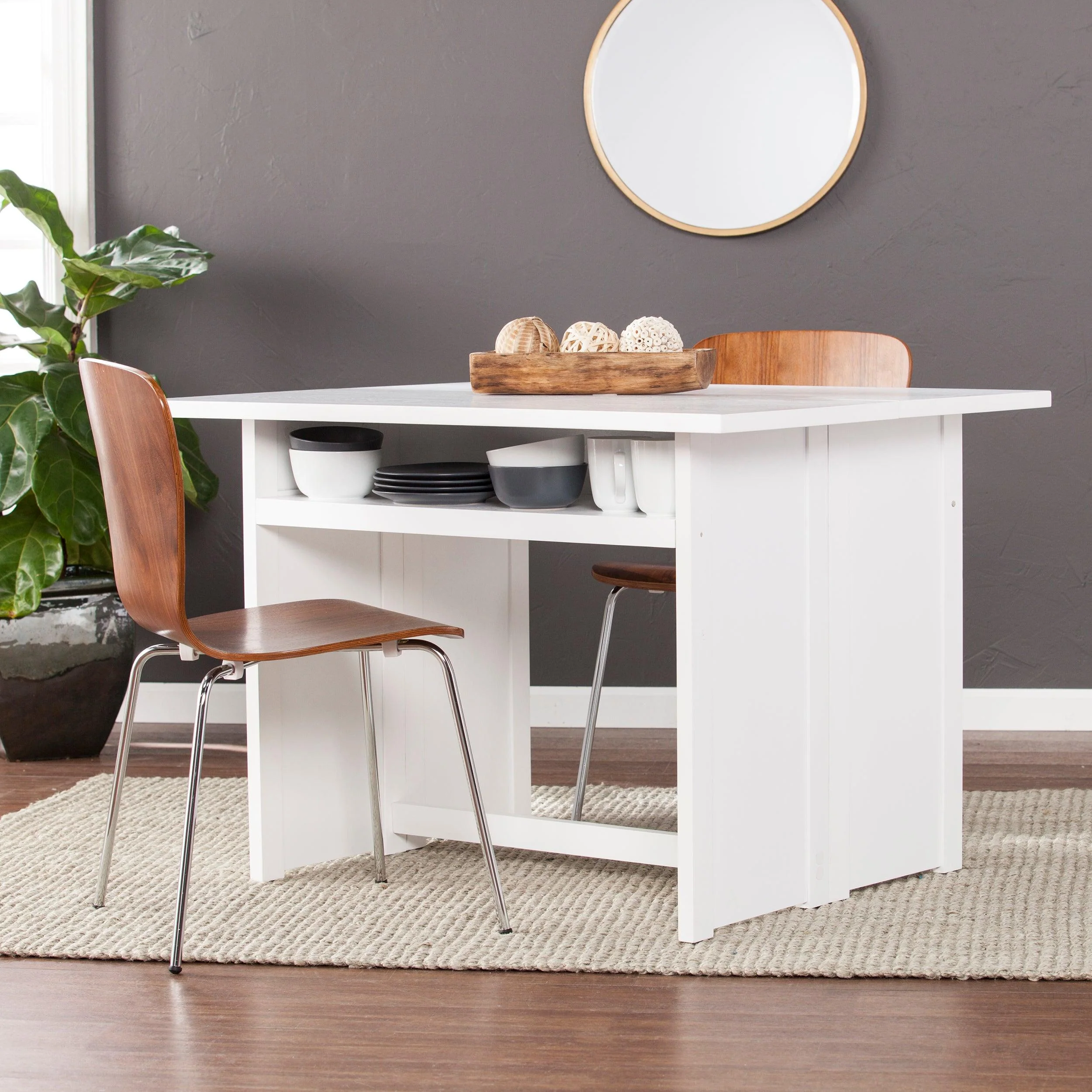 Kempsey Convertible Console-to-Dining Table - White - Frankwebs