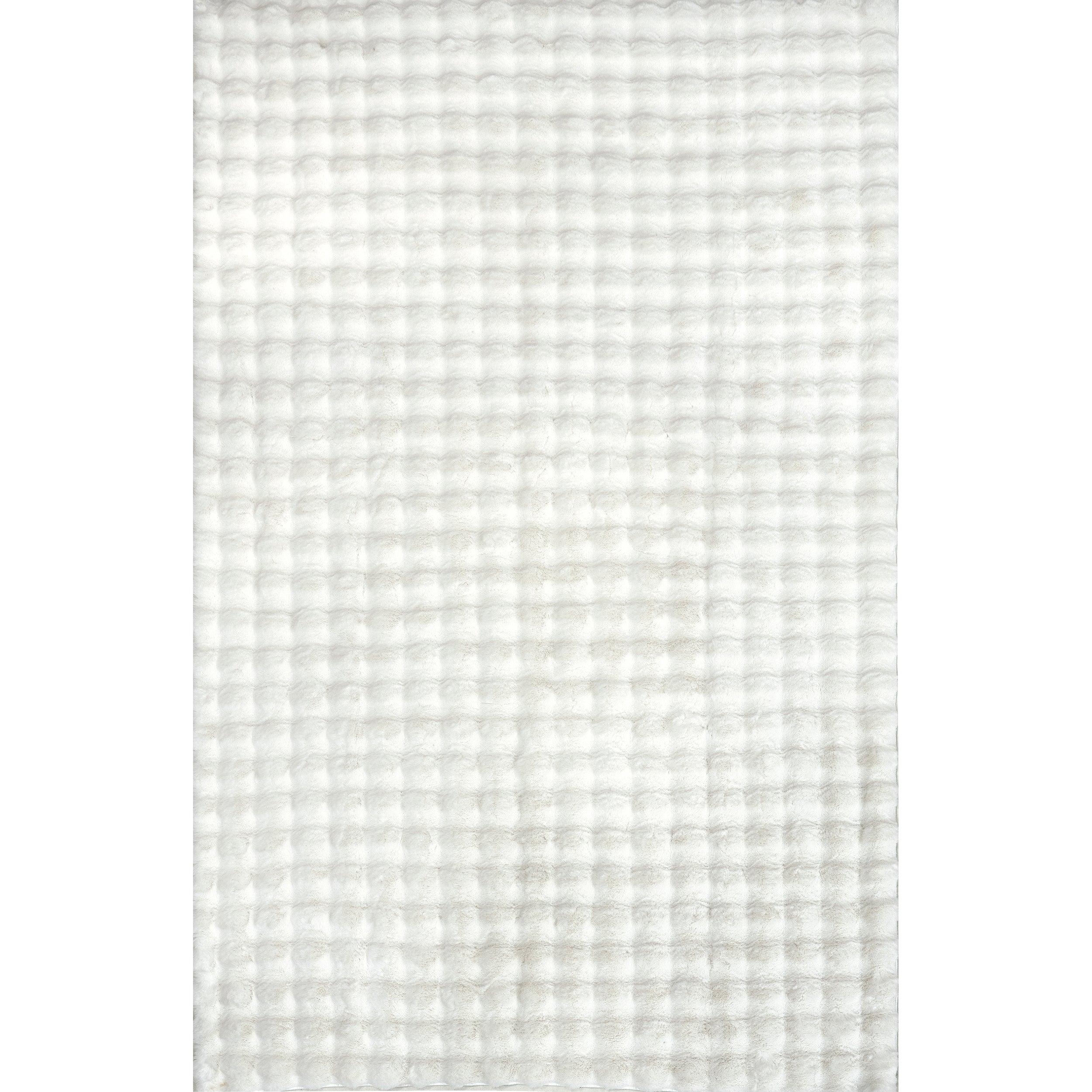 Jeni Solid Faux Rabbit Machine Washable Area Rug - Frankwebs