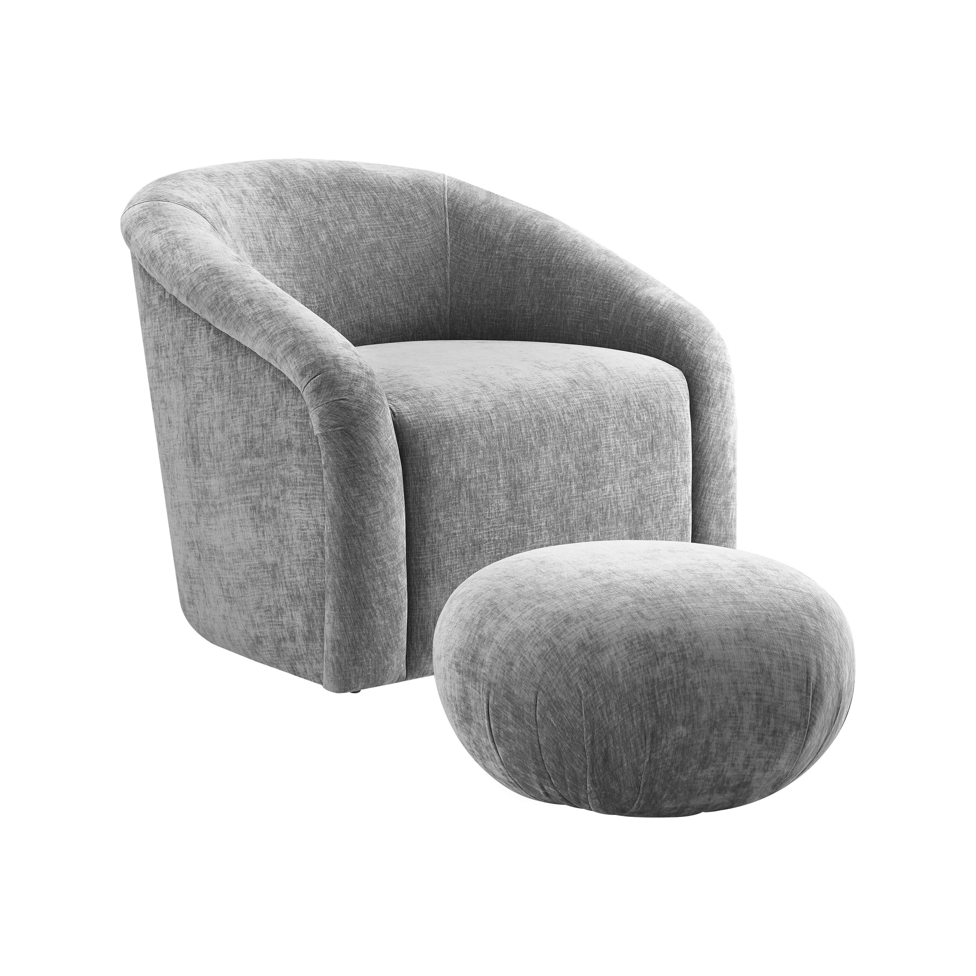 Boboli Grey Chenille Chair + Ottoman Set - Frankwebs