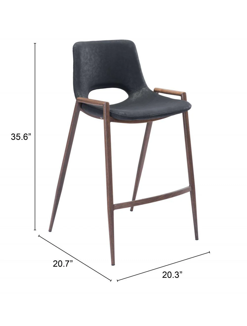 Desi Counter Chair (Set of 2) Black & Walnut - Frankwebs