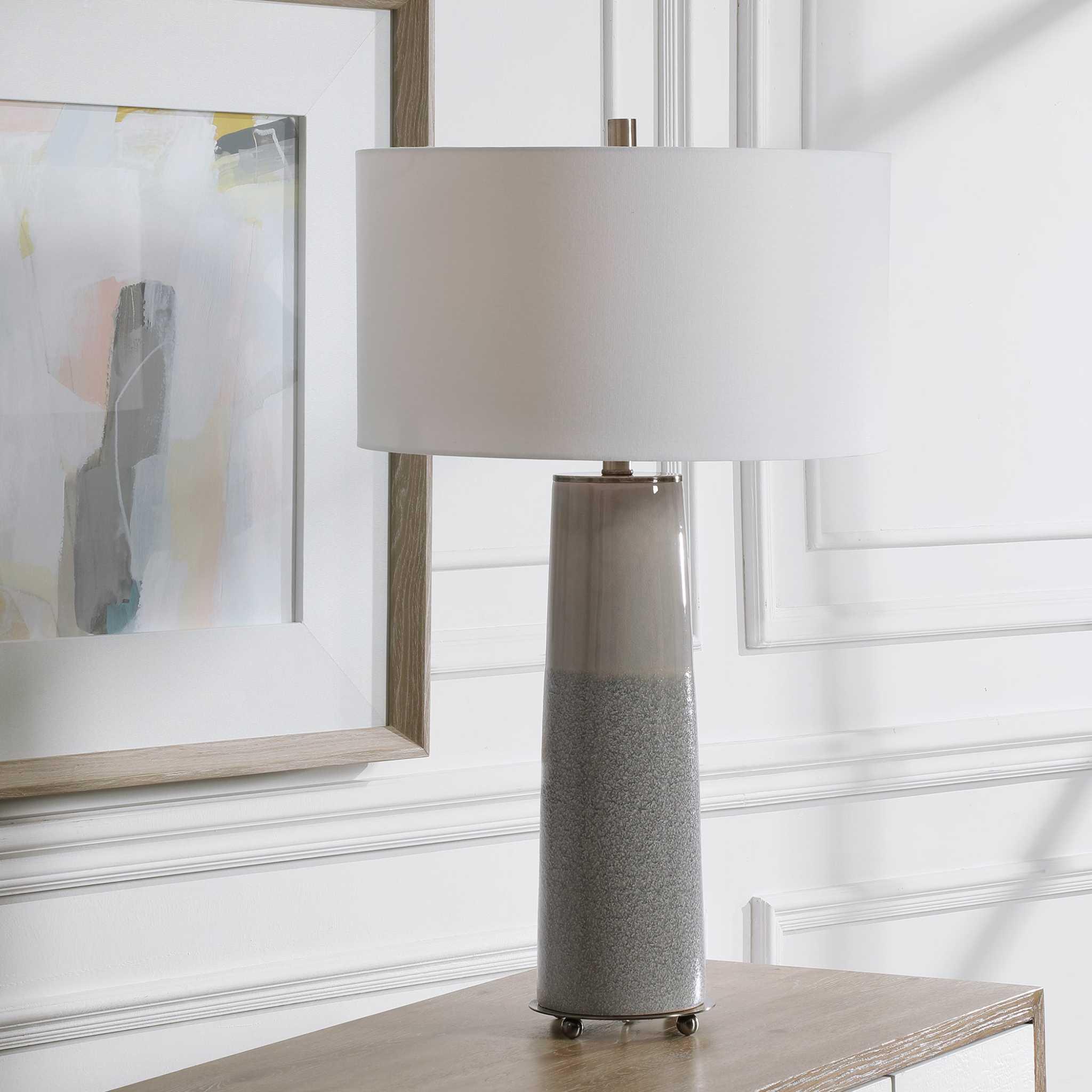 ABDEL GRAY GLAZE TABLE LAMP - Frankwebs