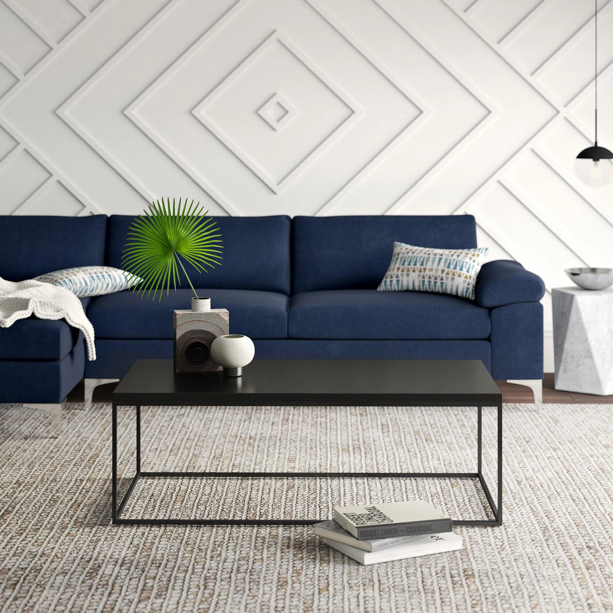 TERESA RECTANGLE COFFEE TABLE IN HIGH GLOSS BLACK WITH MATTE BLACK BASE - Frankwebs