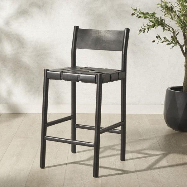 Devnie Woven Leather Counter Stool - Frankwebs
