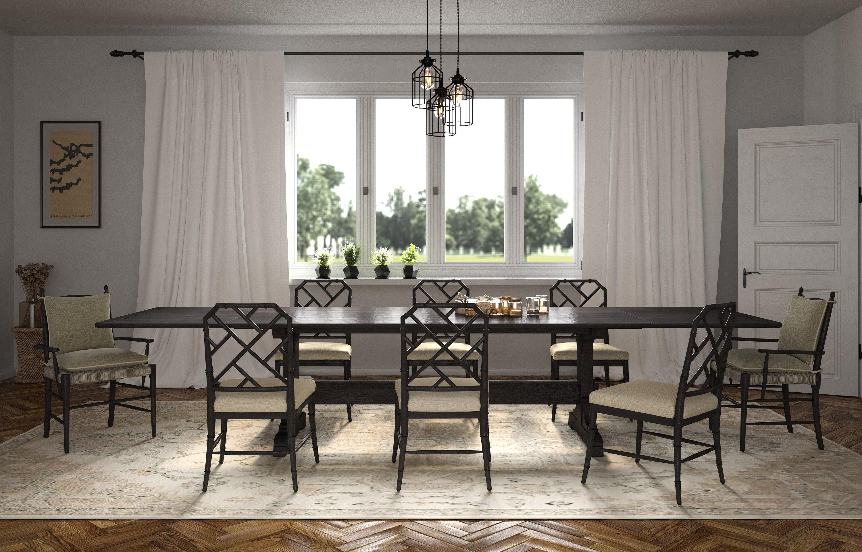 Timeless Epoch Trestle Dining Table in Ebonized Oak - Frankwebs
